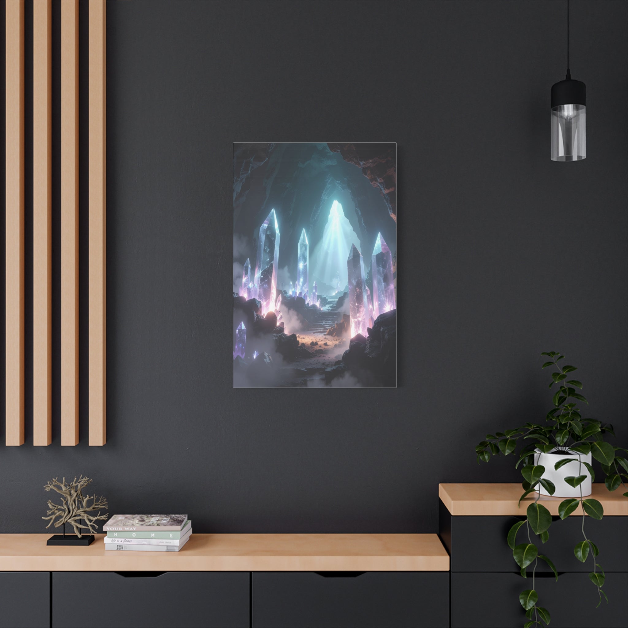 Crystal Reverie: Luminous Cavern Dreamscape, Ethereal Digital Fantasy Art - L’Art Suprême Canvas