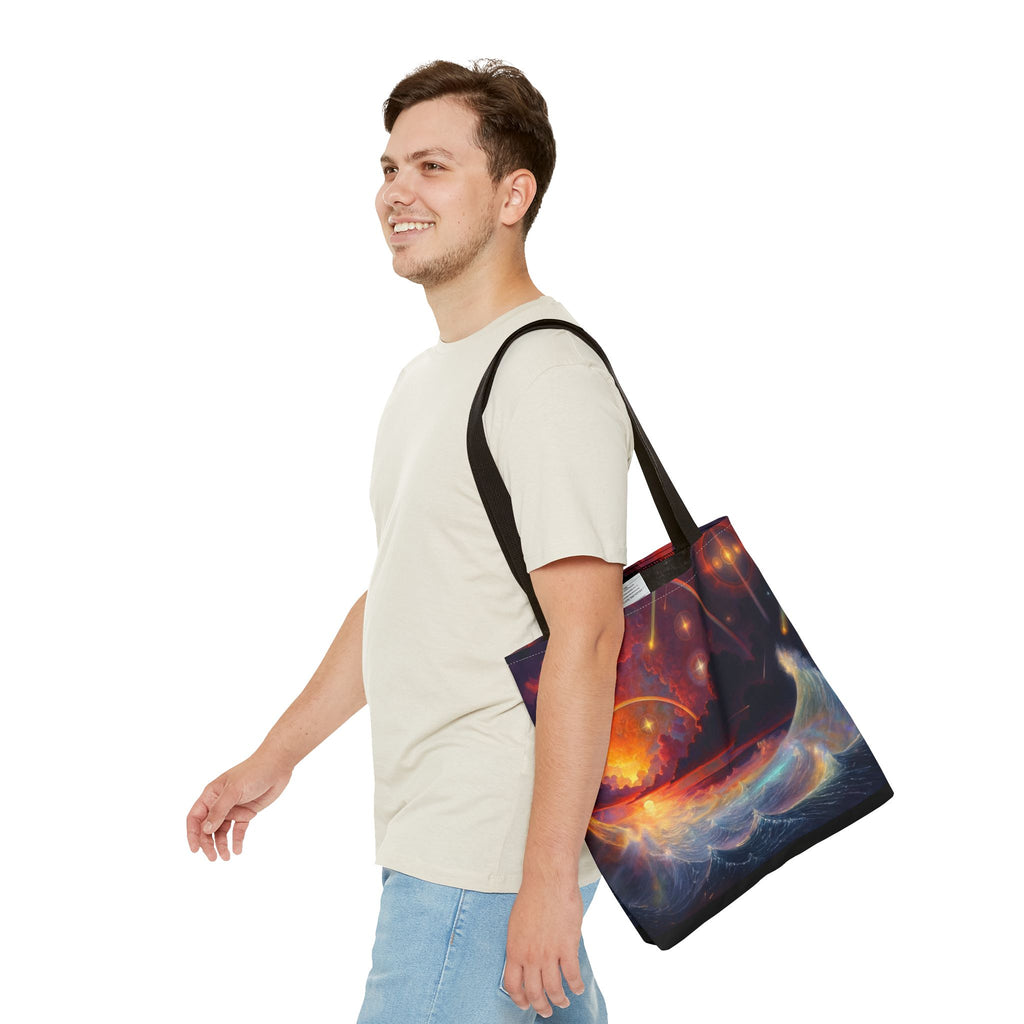 “Celestial Tides” – Cosmic Chaos x Ocean Calm Tote