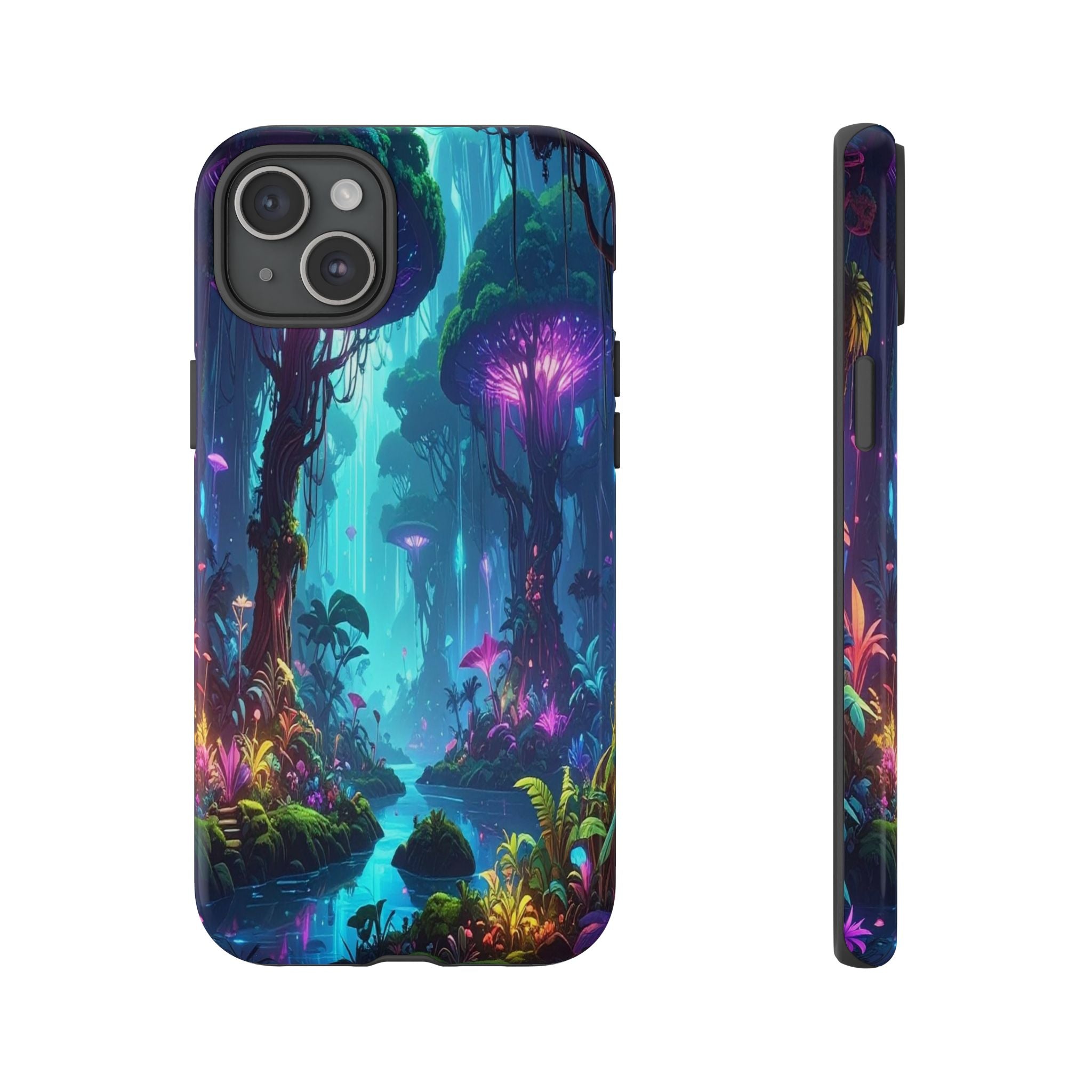Bioluminescent Dreamscape: Ethereal Forest Fantasy, Digital Luminescence Illustration - L’Art Suprême Phone Case