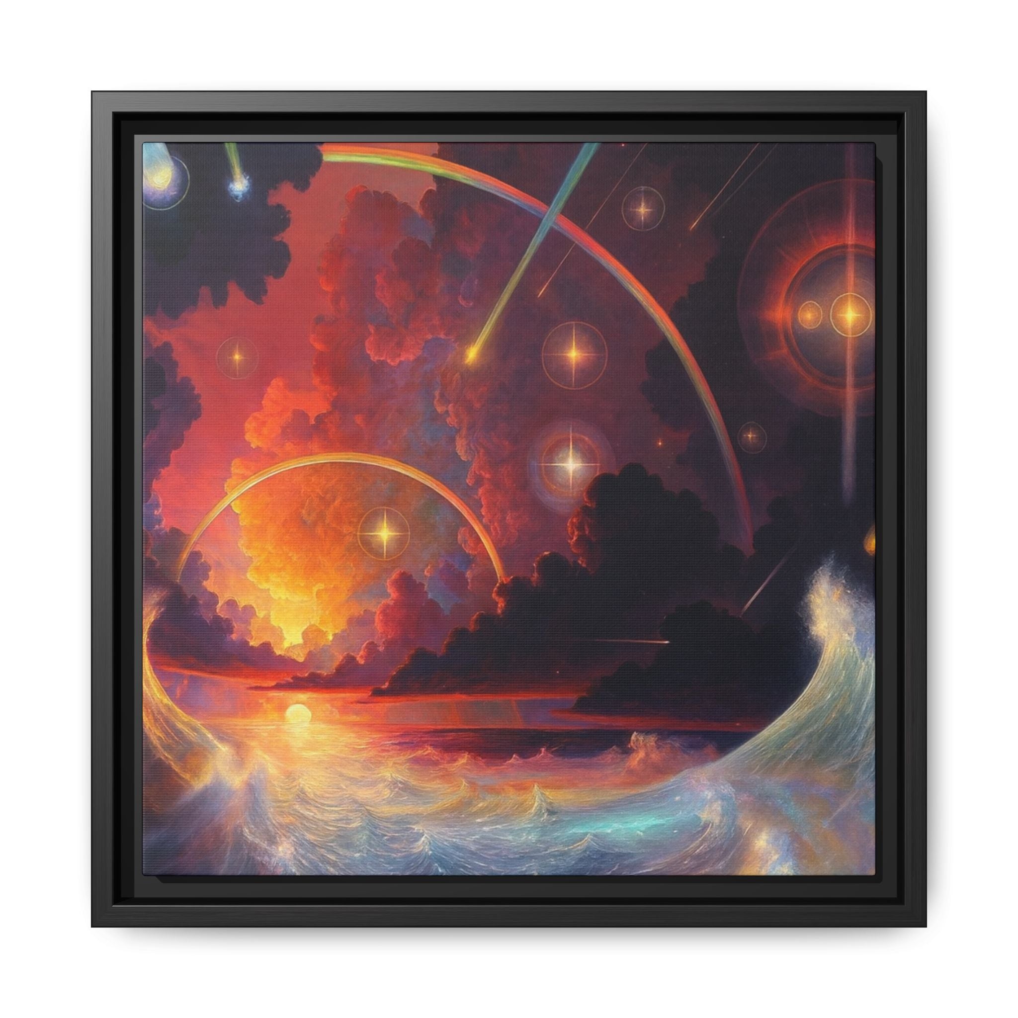 "Celestial Tides" – Framed Canvas Print