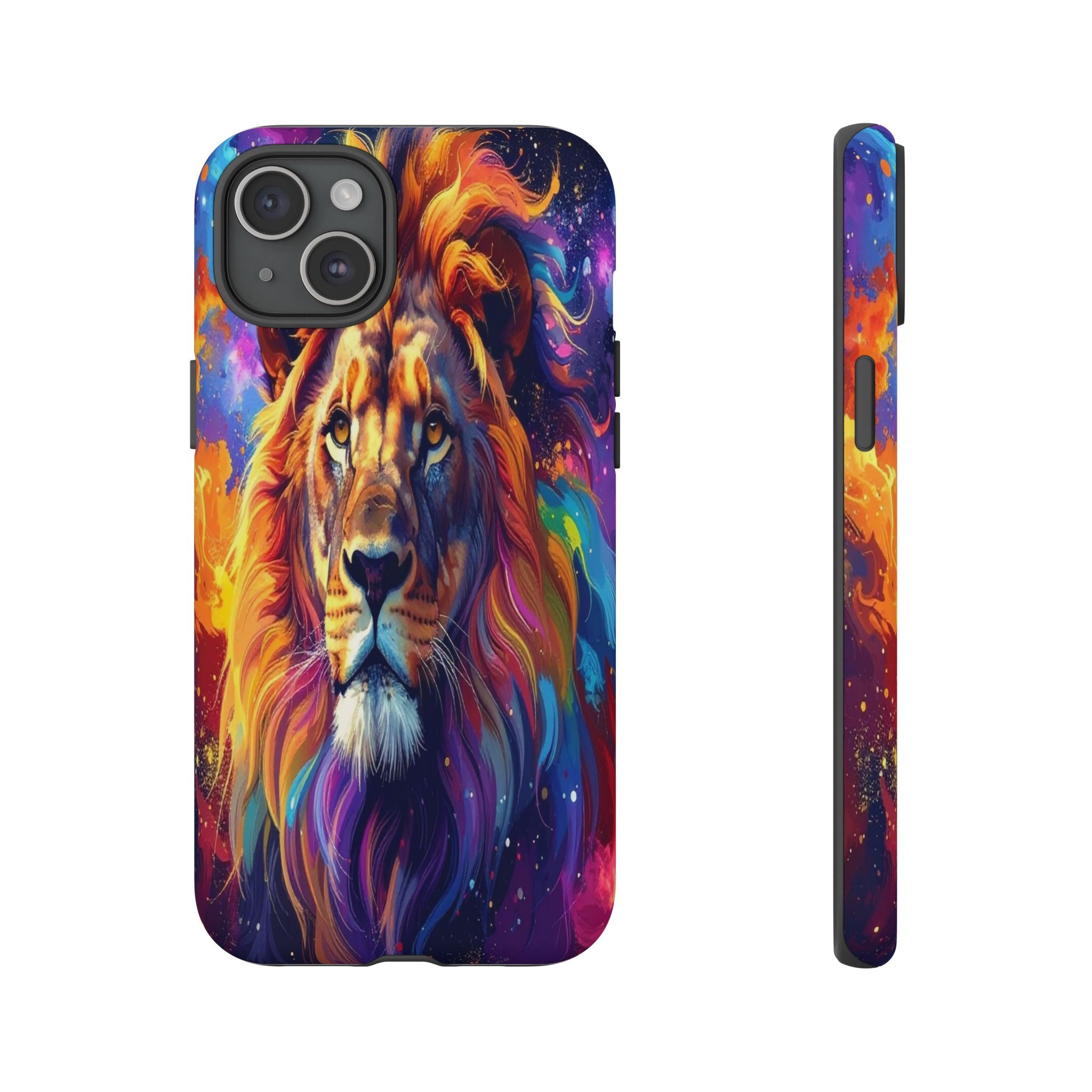Cosmic Mane: Celestial Lion Portrait, Psychedelic Wildlife Art - L’Art Suprême Phone Case