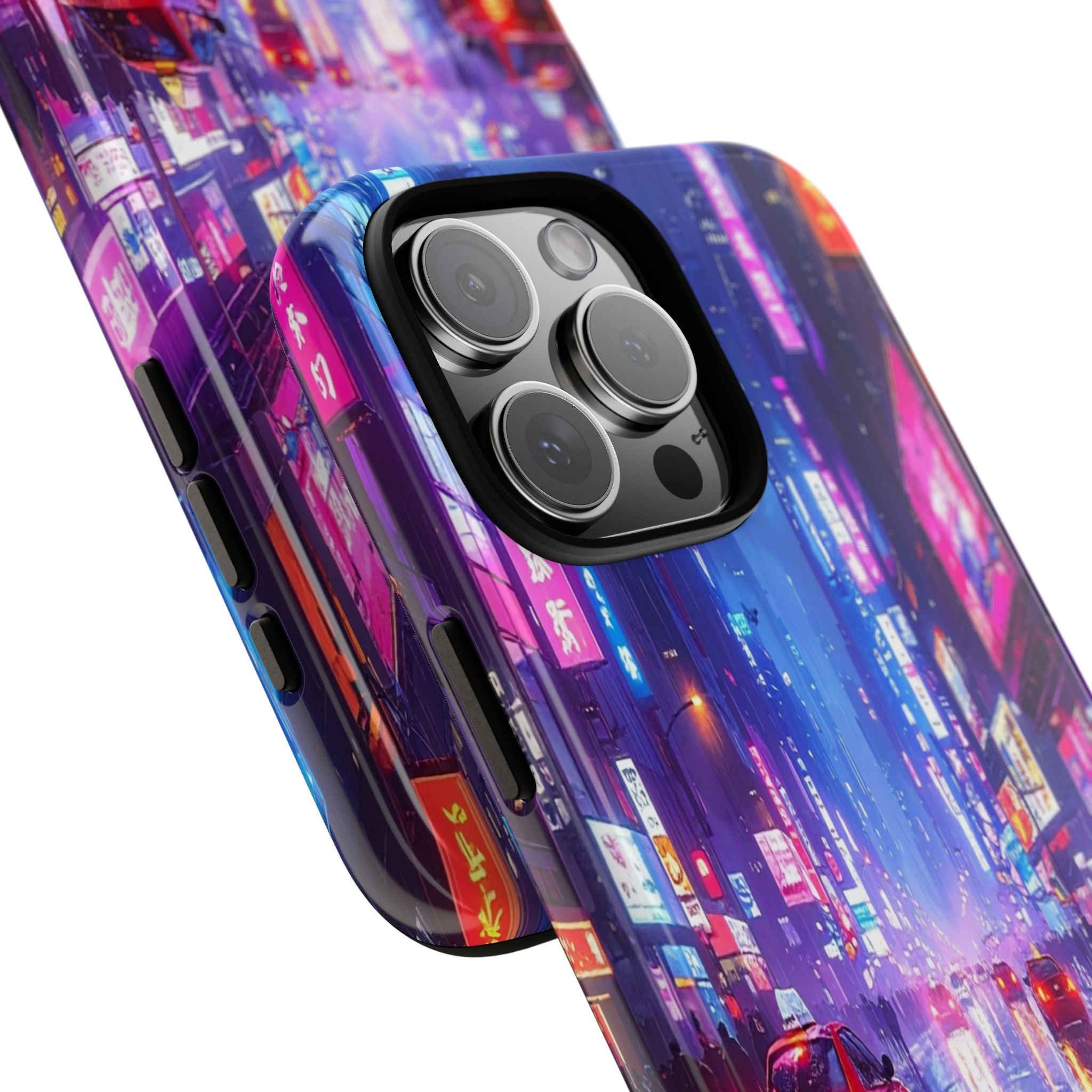 Neon Dystopia: Cyberpunk Metropolis, Urban Night Reflections - L’Art Suprême Phone Case