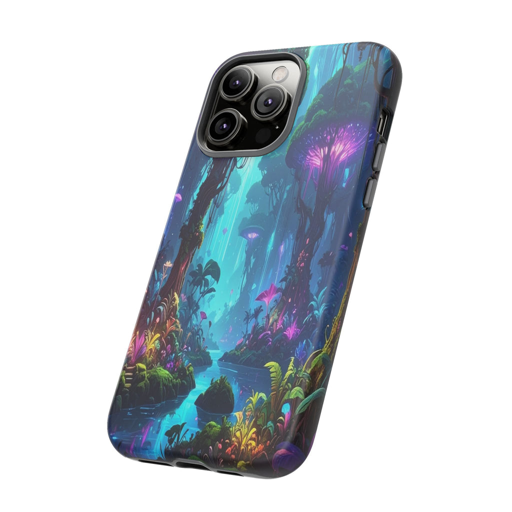 Bioluminescent Dreamscape: Ethereal Forest Fantasy, Digital Luminescence Illustration - L’Art Suprême Phone Case