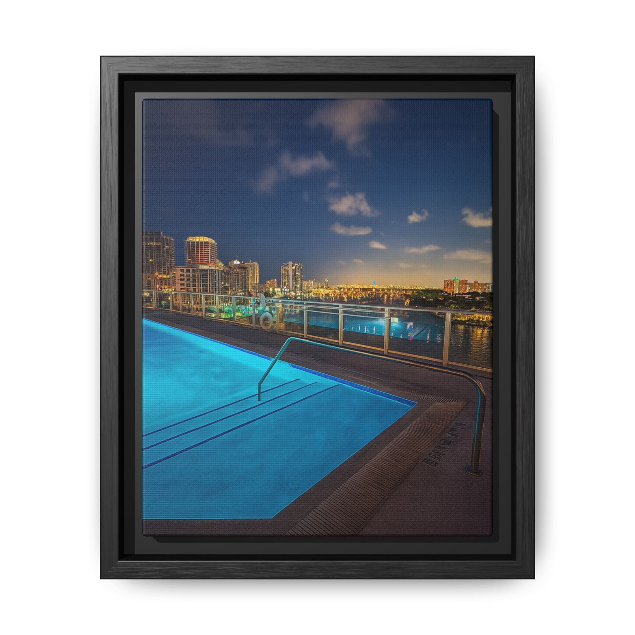 "Skyline Reflections" – Framed Canvas Print