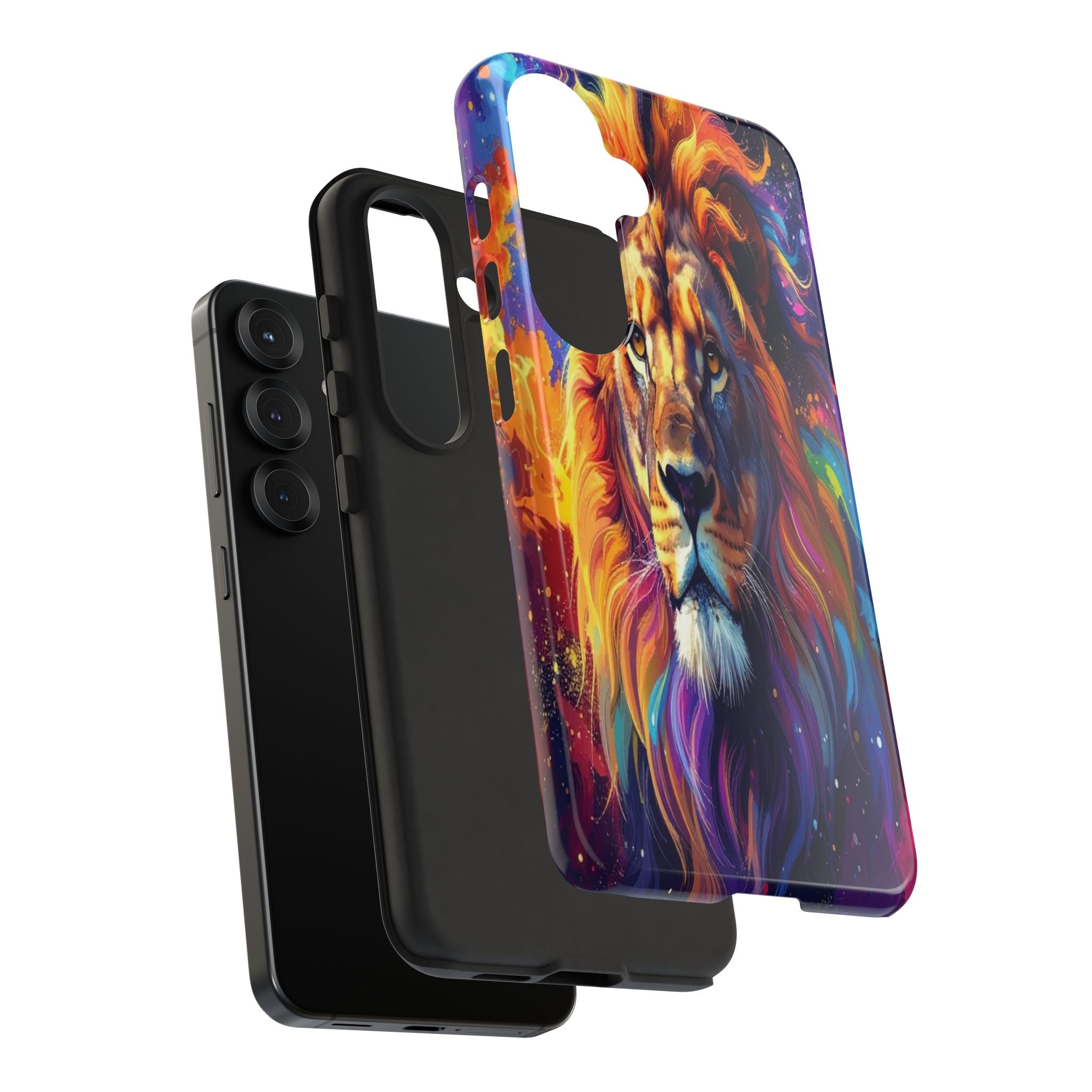 Cosmic Mane: Celestial Lion Portrait, Psychedelic Wildlife Art - L’Art Suprême Phone Case