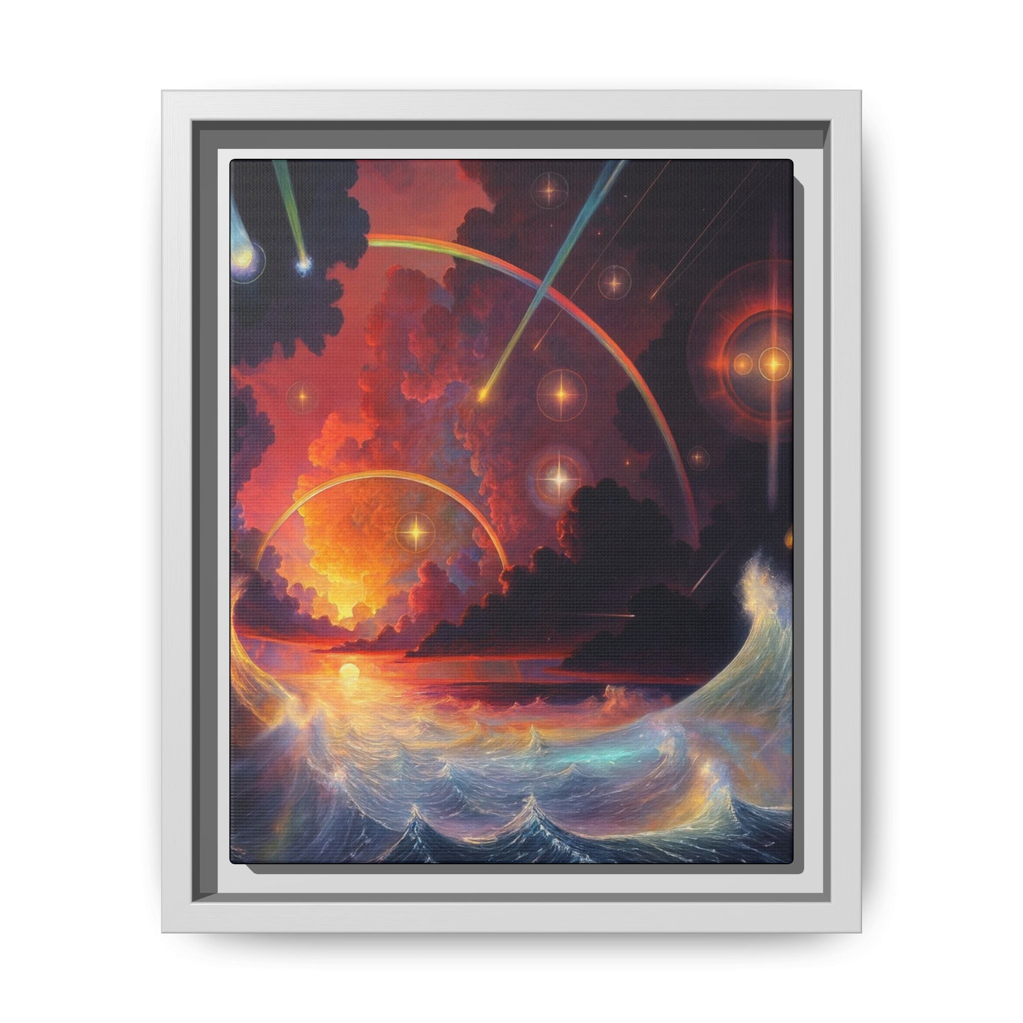 "Celestial Tides" – Framed Canvas Print