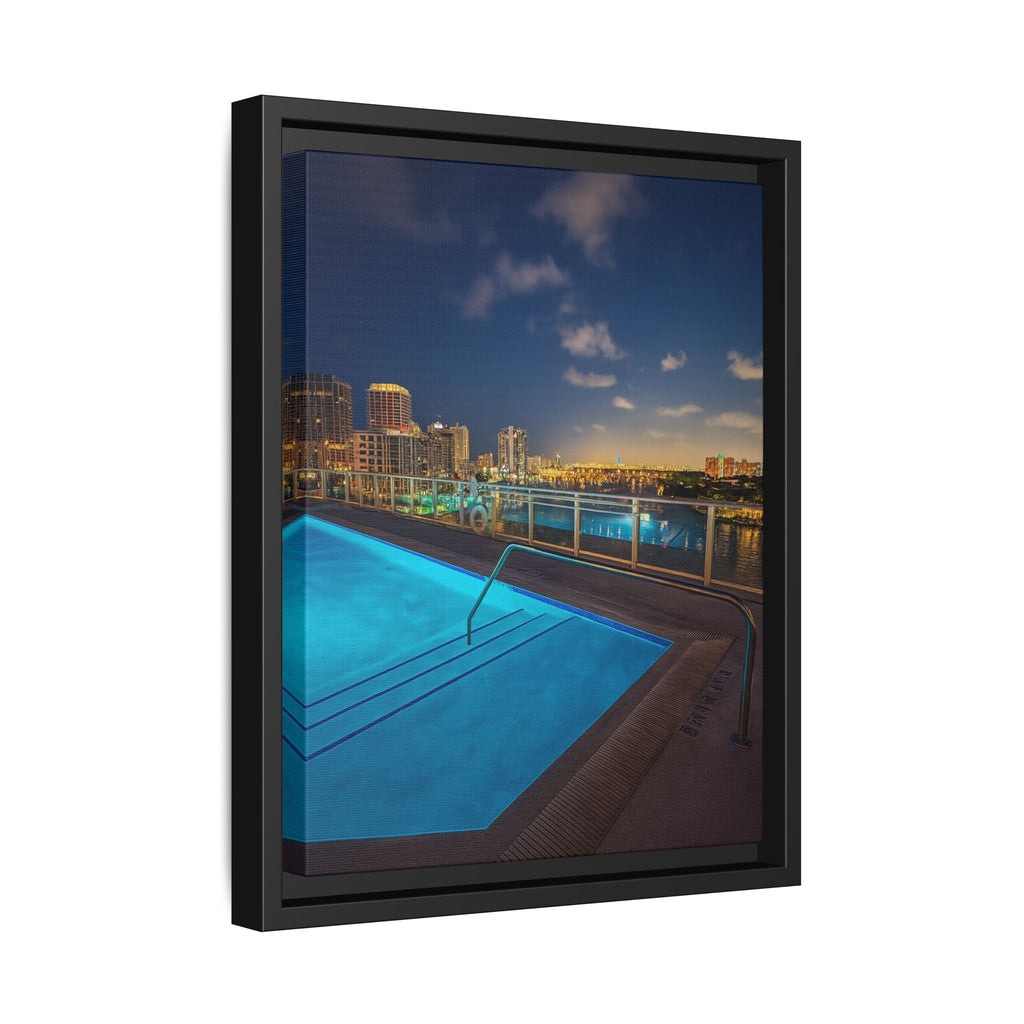 "Skyline Reflections" – Framed Canvas Print