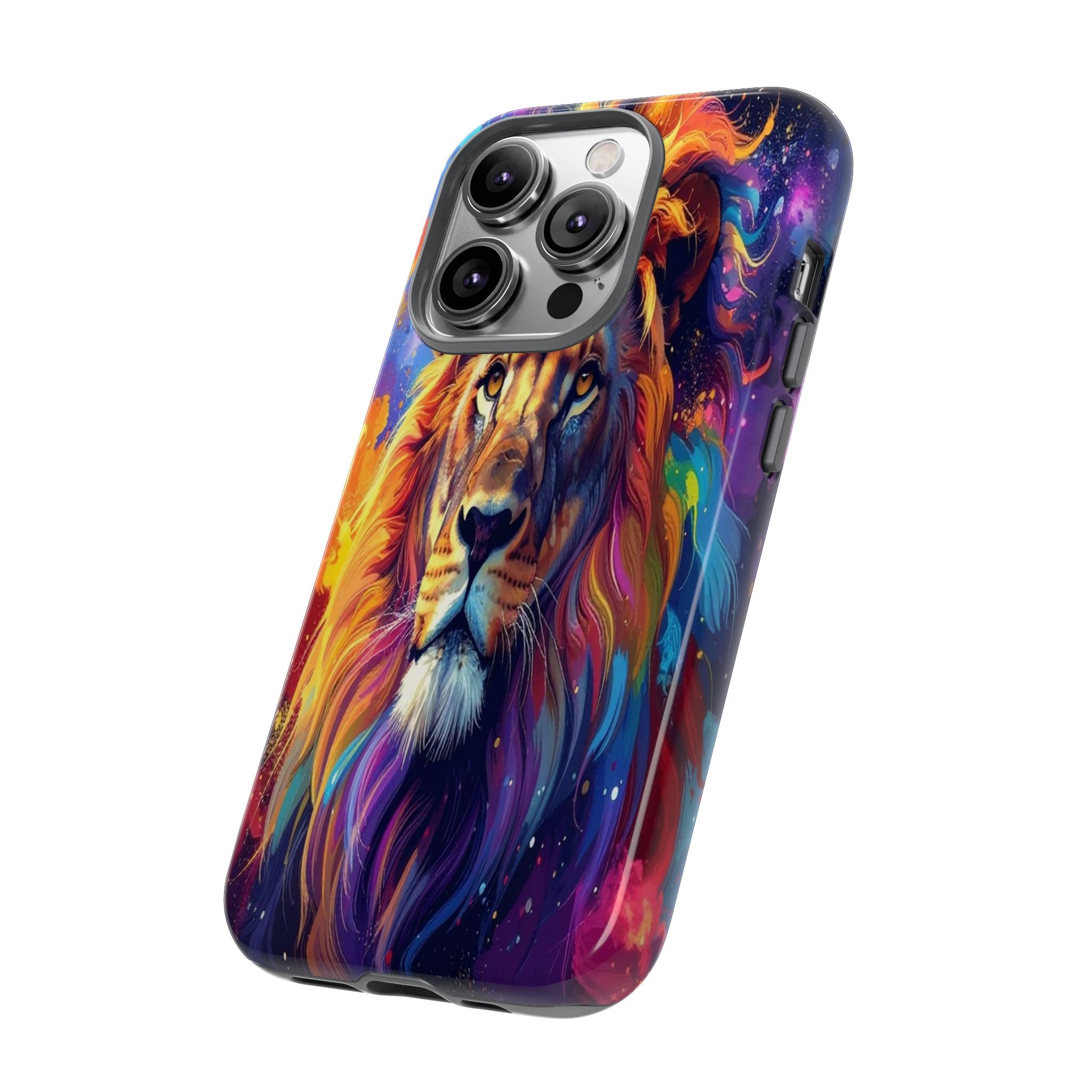 Cosmic Mane: Celestial Lion Portrait, Psychedelic Wildlife Art - L’Art Suprême Phone Case