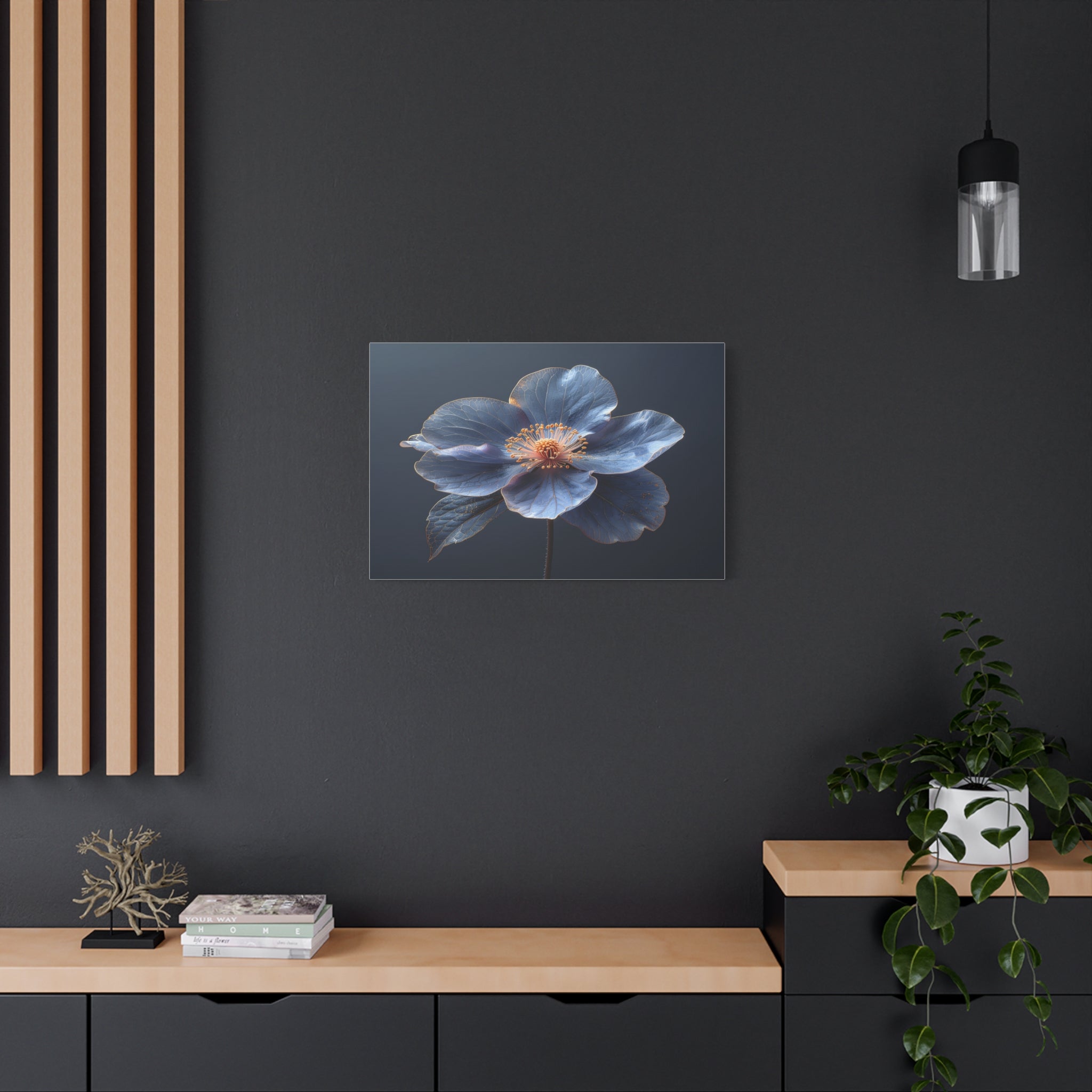 Ethereal Blue: Macro Botanical Photography, Delicate Floral Veins - L’Art Suprême Canvas