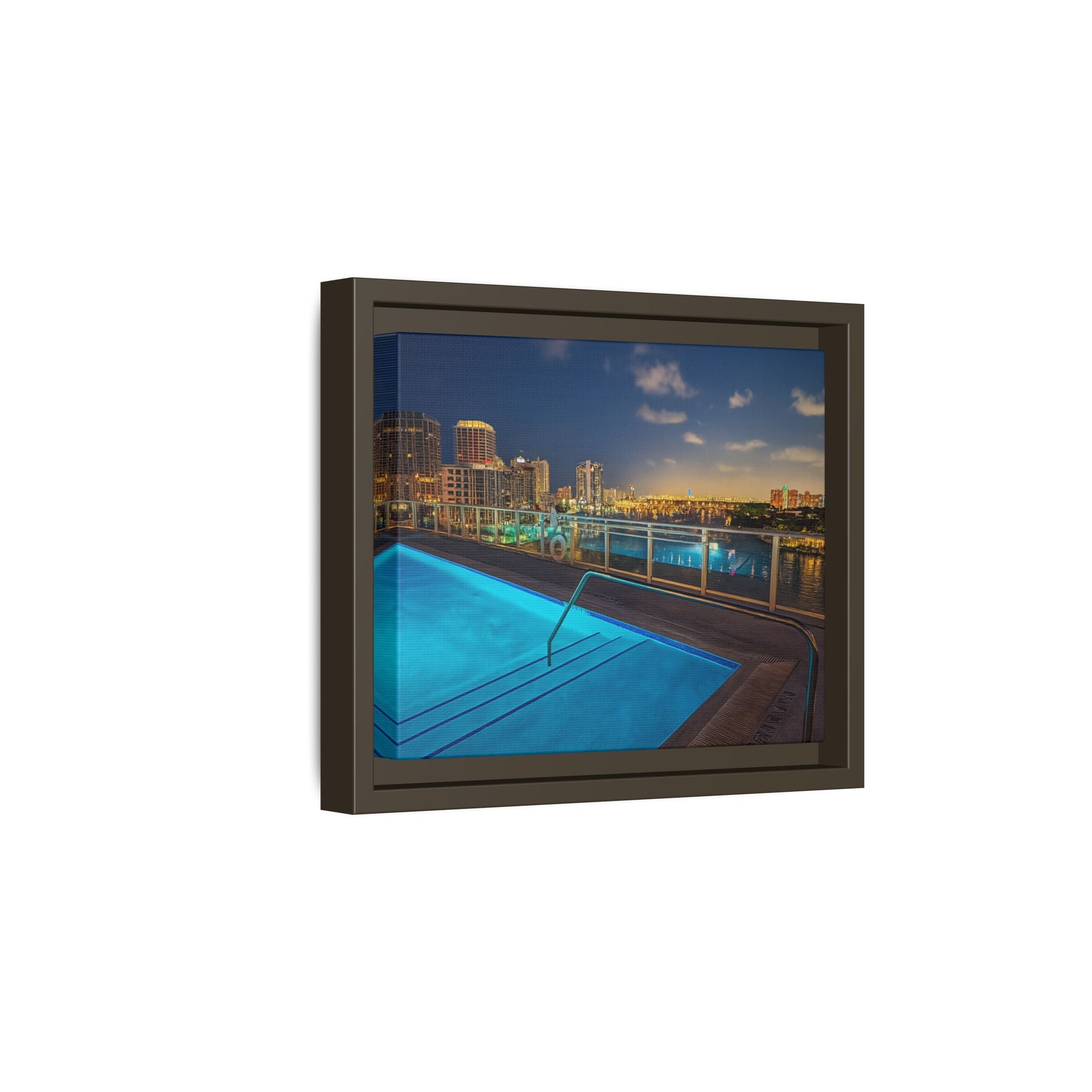 "Skyline Reflections" – Framed Canvas Print