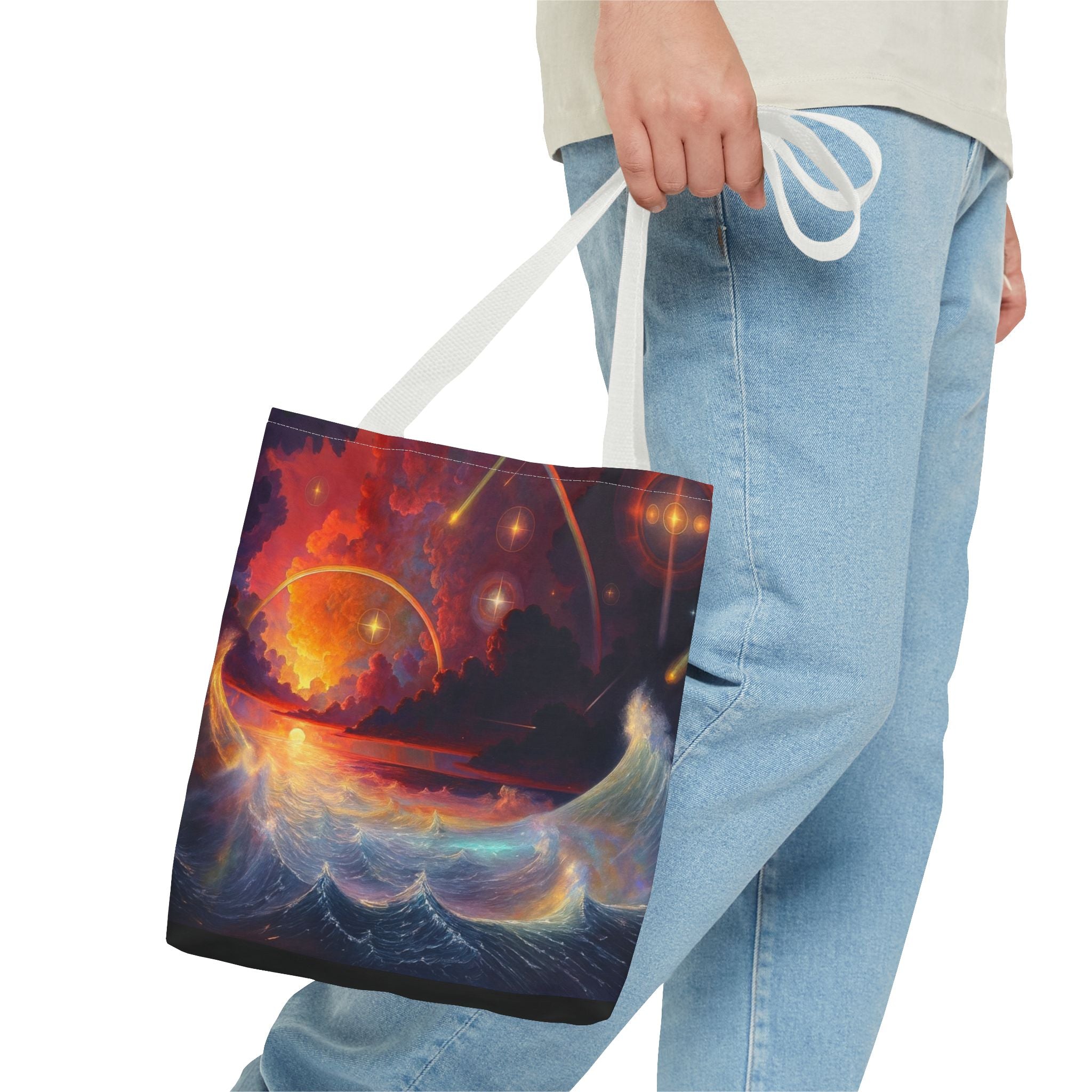 “Celestial Tides” – Cosmic Chaos x Ocean Calm Tote