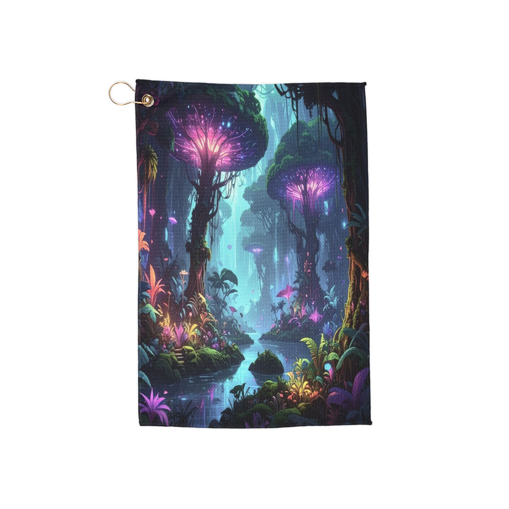 Luminescent Dreamscape: Bioluminescent Fantasy Forest, Ethereal Digital Illustration -  L'Art Golf Towel