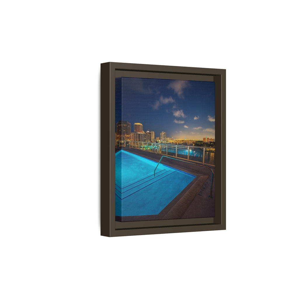"Skyline Reflections" – Framed Canvas Print