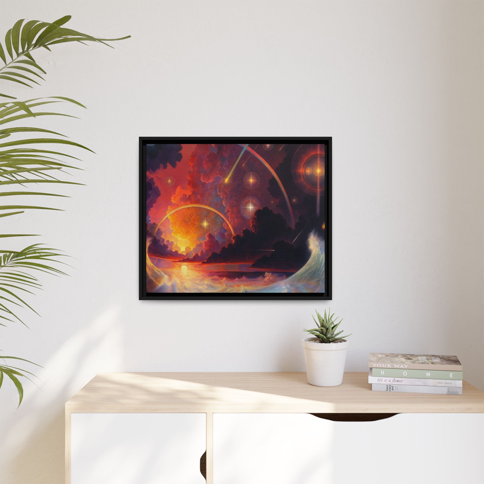"Celestial Tides" – Framed Canvas Print
