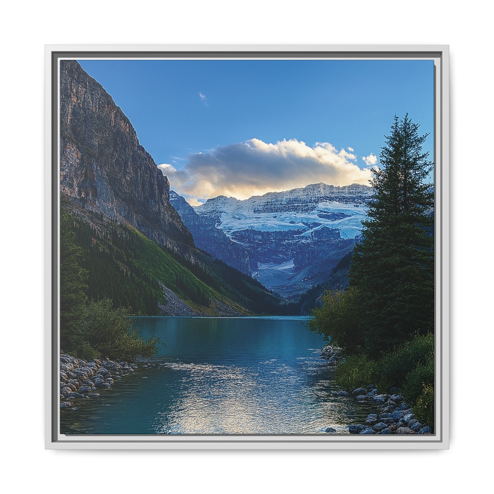 "Glacial Serenity" – Framed Canvas Print