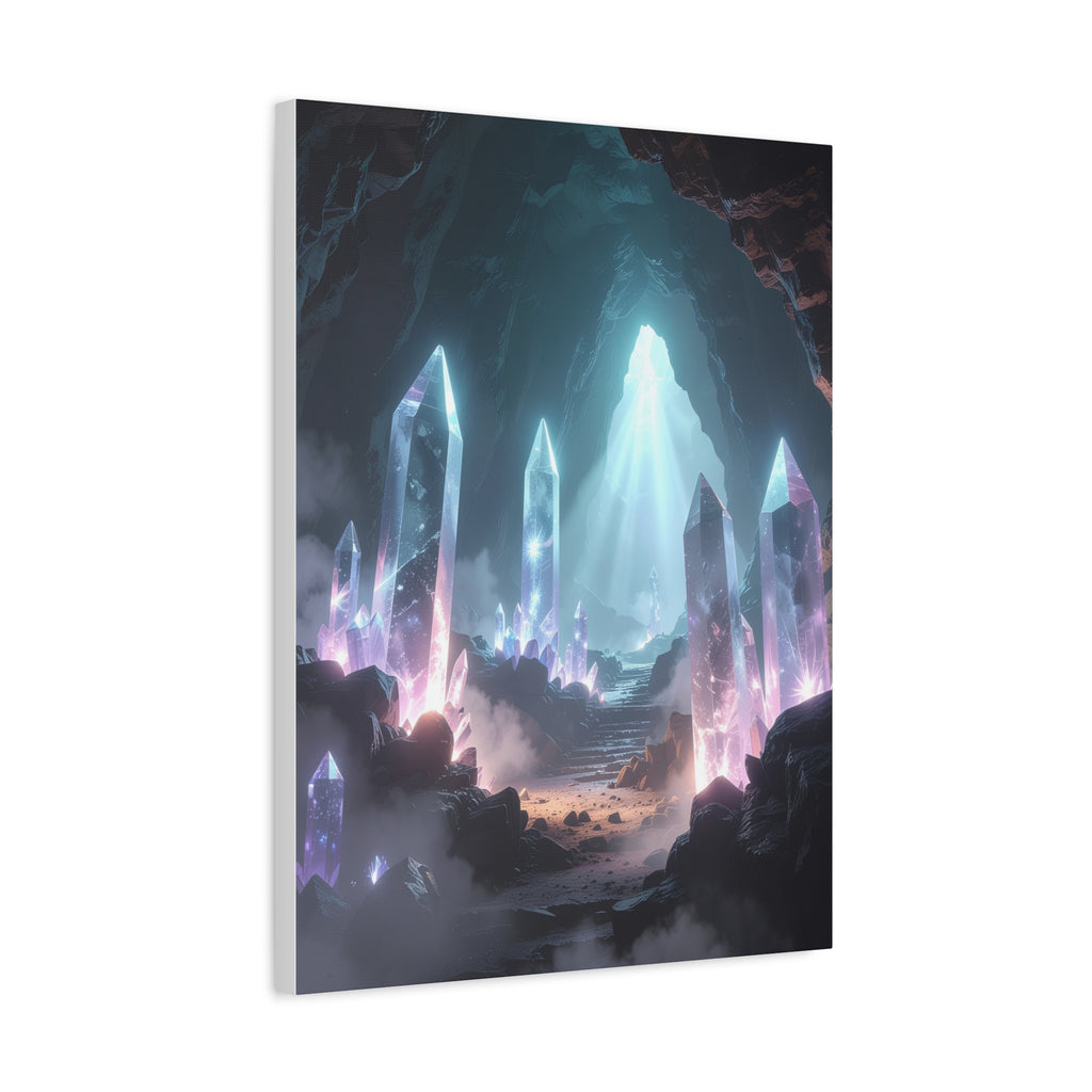 Crystal Reverie: Luminous Cavern Dreamscape, Ethereal Digital Fantasy Art - L’Art Suprême Canvas