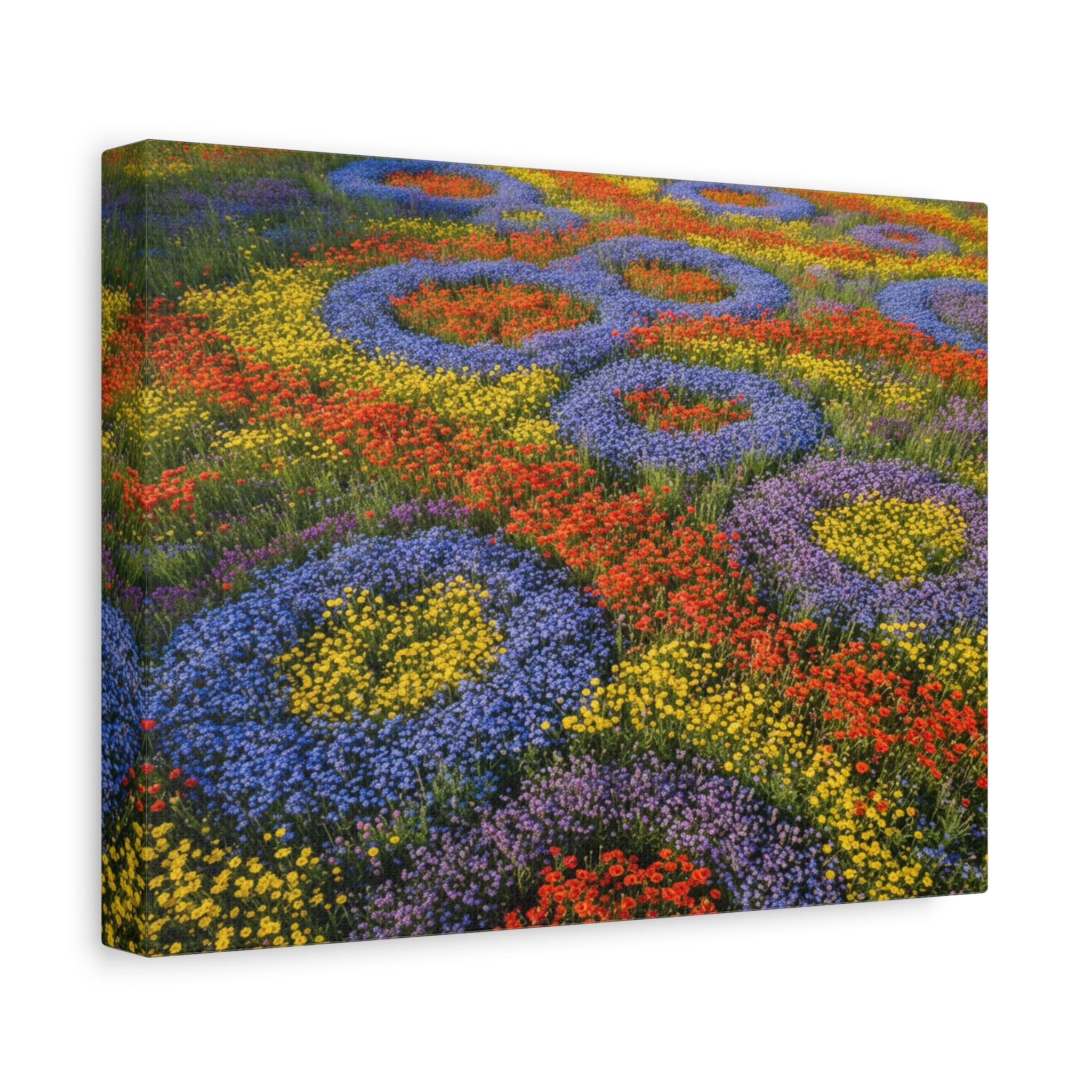 Geometric Garden: Kaleidoscopic Floral Landscape, Vibrant Botanical Patterns - L’Art Suprême Canvas
