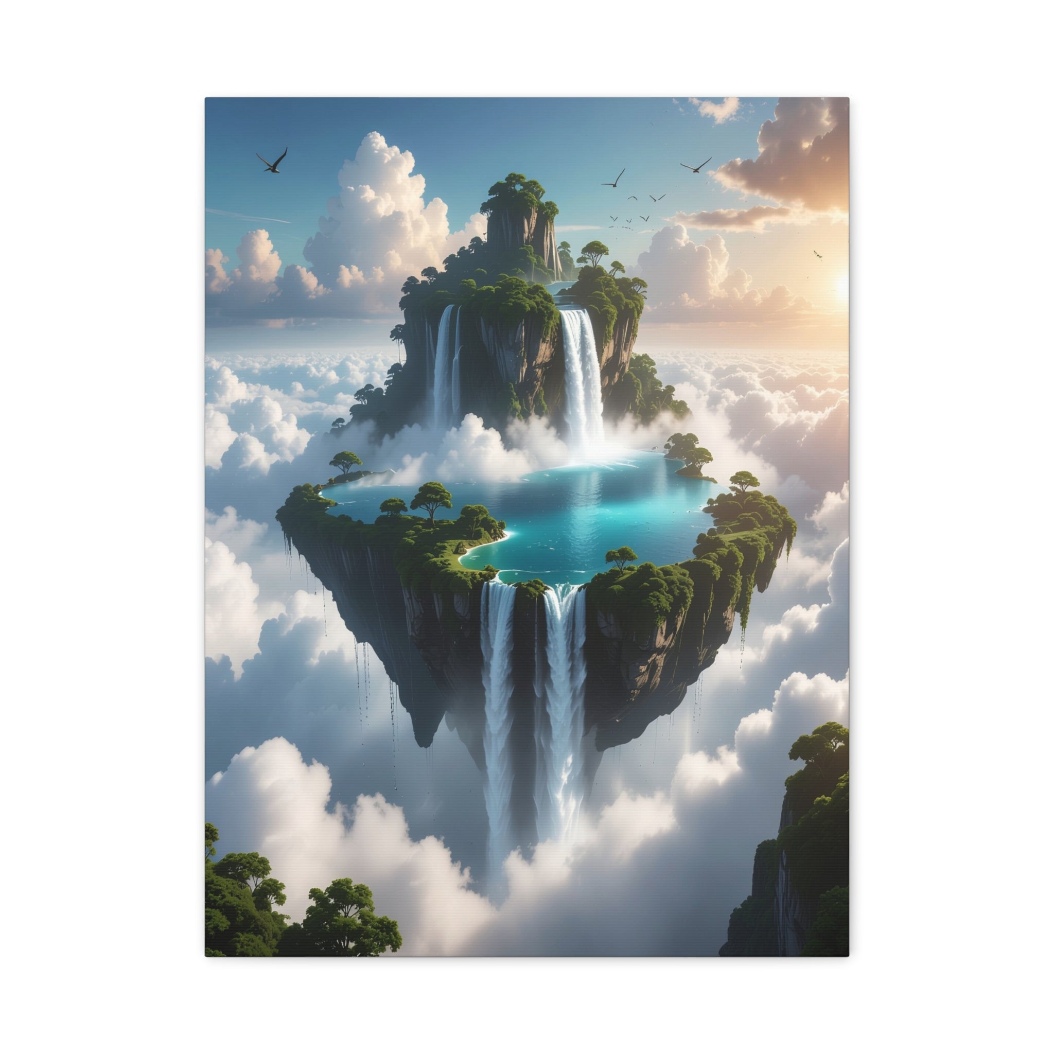 Celestial Archipelago: Floating Worlds of Mist and Stone, Digital Fantasy Landscape - L’Art Suprême Canvas