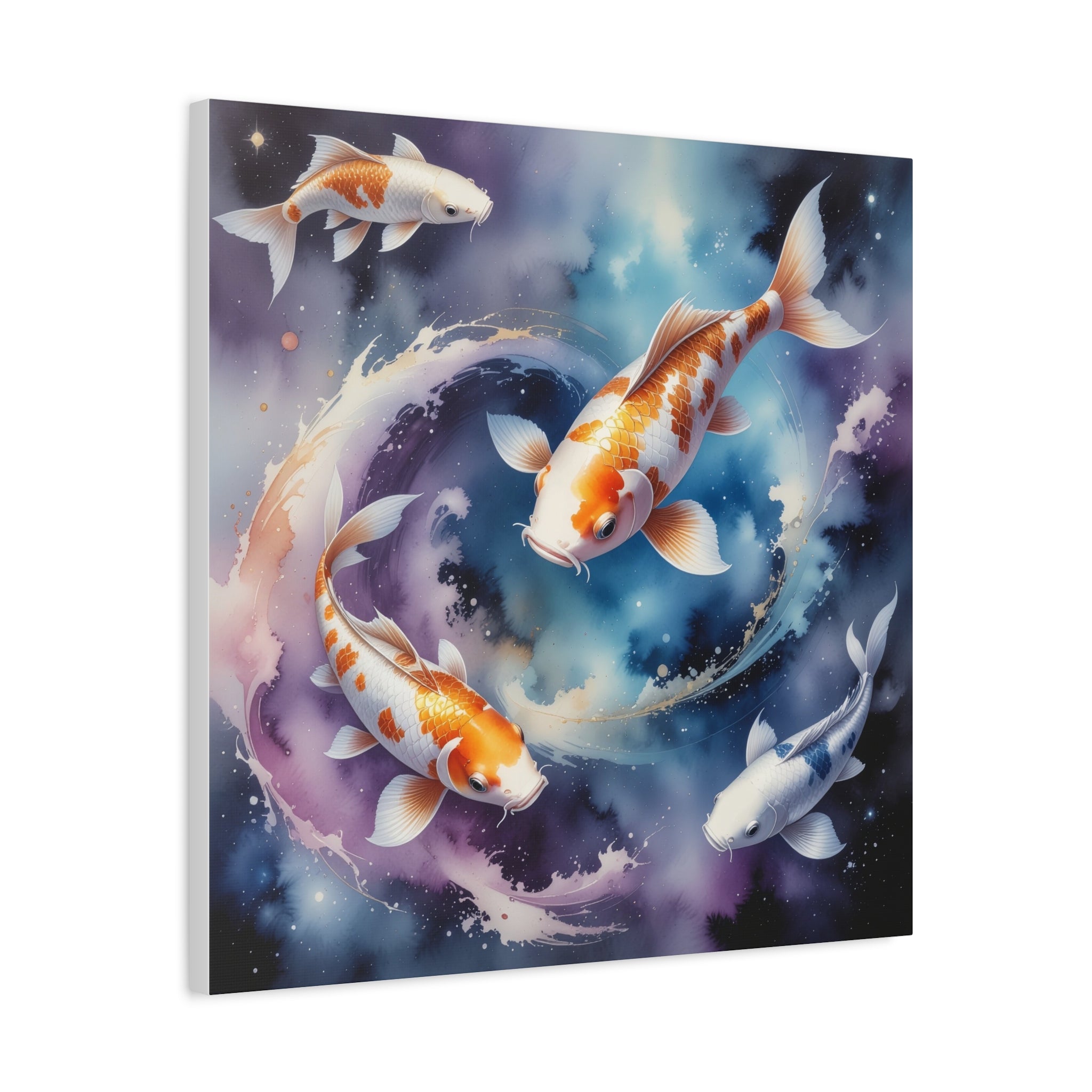 Cosmic Koi Symphony: Ethereal Underwater Space Journey, Digital Watercolor Fantasy - L’Art Suprême Canvas