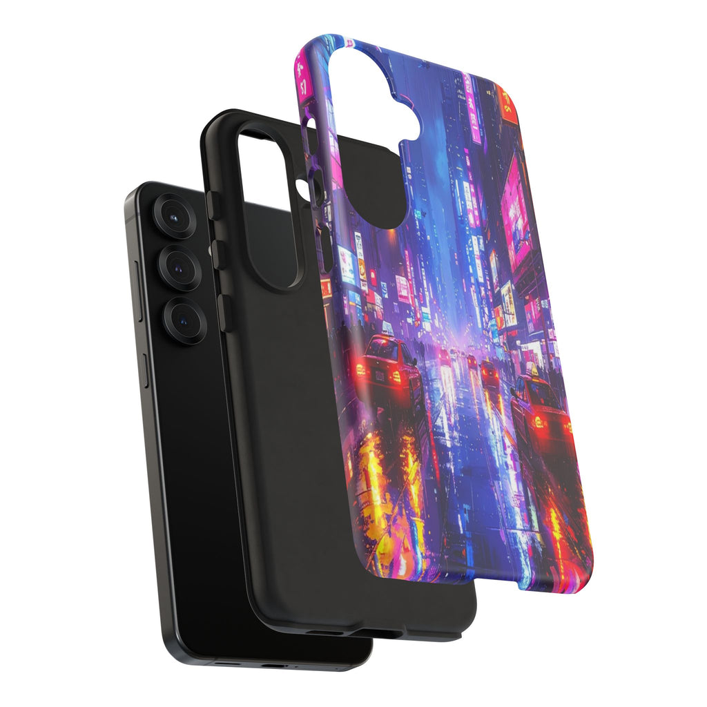 Neon Dystopia: Cyberpunk Metropolis, Urban Night Reflections - L’Art Suprême Phone Case