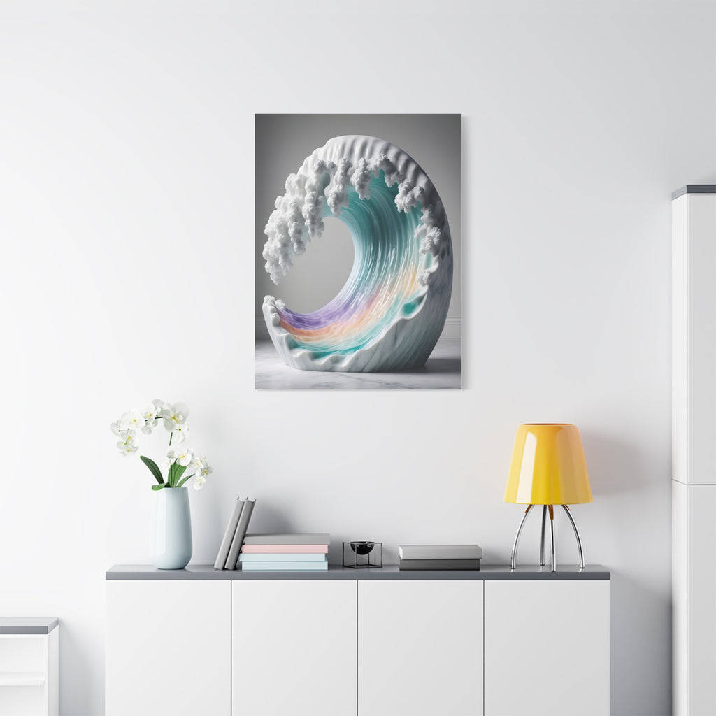 Oceanic Euphoria: Marble Wave Sculpture, Ethereal Aquatic Art - L’Art Suprême Canvas