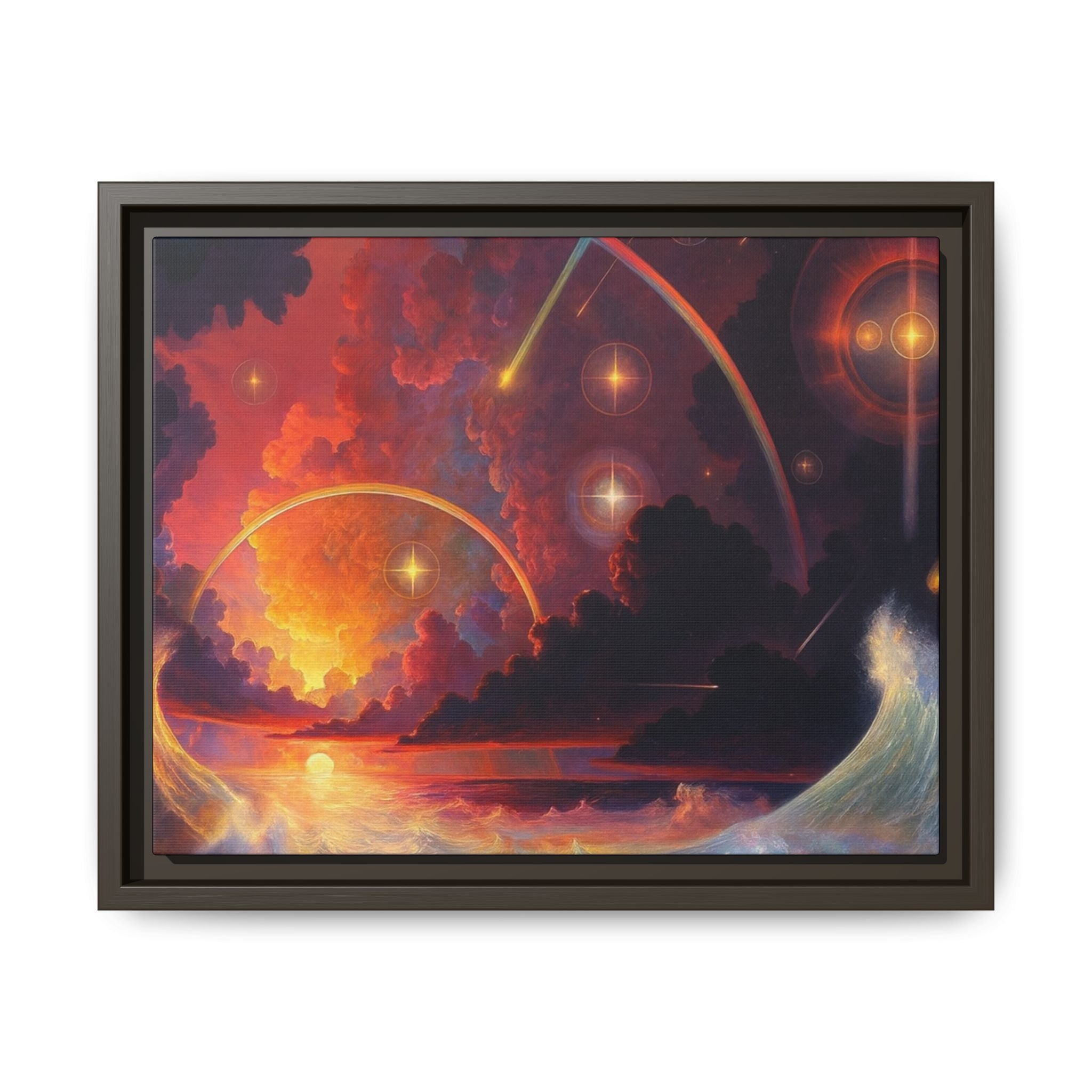"Celestial Tides" – Framed Canvas Print