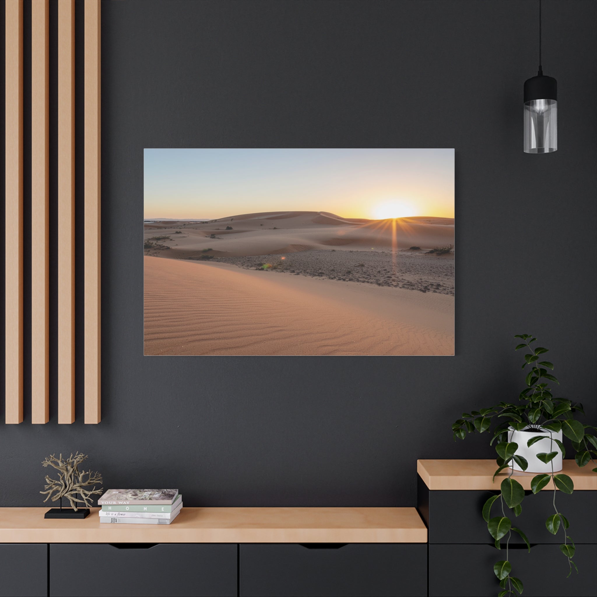Daybreak in the Desert: Golden Sands at Sunrise, Arid Landscape Panorama - L’Art Suprême Canvas