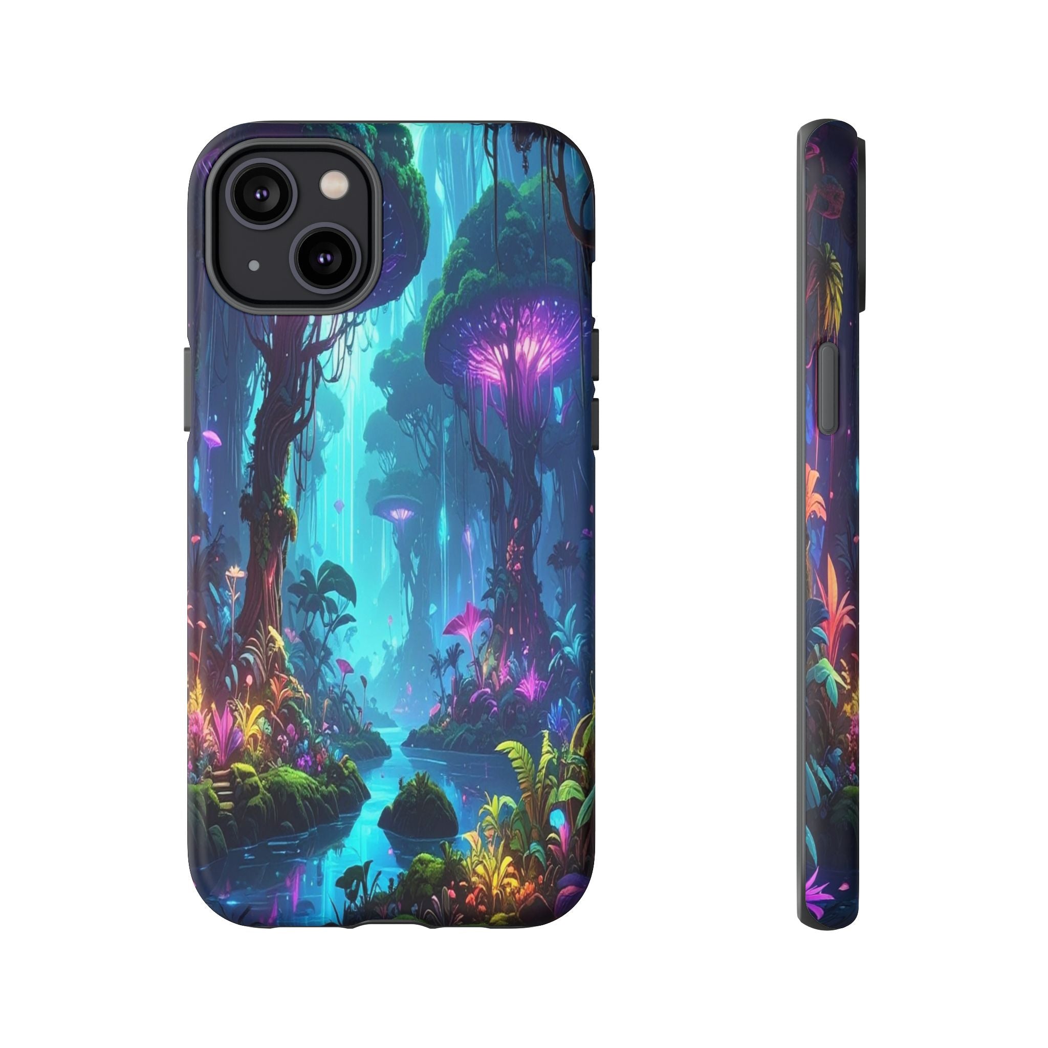Bioluminescent Dreamscape: Ethereal Forest Fantasy, Digital Luminescence Illustration - L’Art Suprême Phone Case