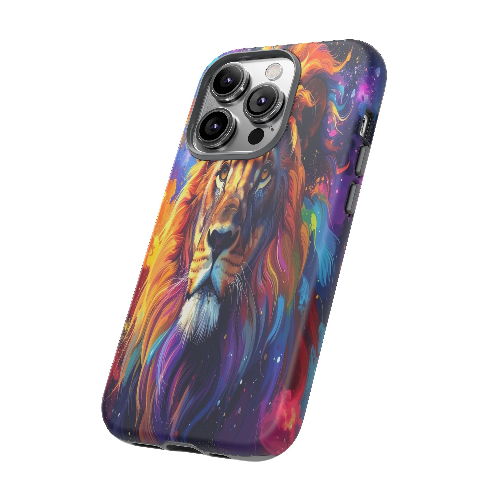 Cosmic Mane: Celestial Lion Portrait, Psychedelic Wildlife Art - L’Art Suprême Phone Case