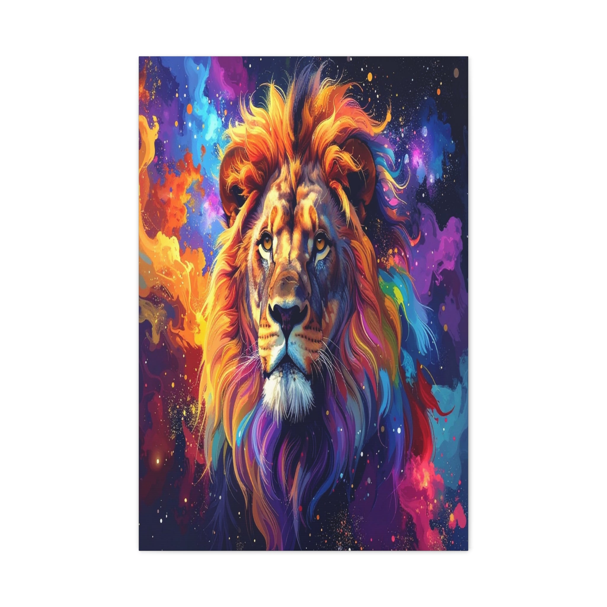 Cosmic Mane: Celestial Lion Portrait, Digital Cosmic Artwork - L’Art Suprême Canvas