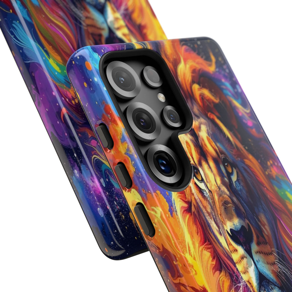 Cosmic Mane: Celestial Lion Portrait, Psychedelic Wildlife Art - L’Art Suprême Phone Case
