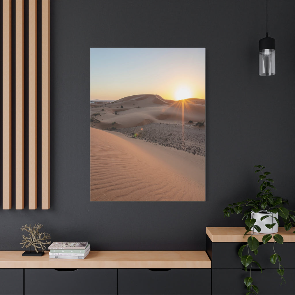 Daybreak in the Desert: Golden Sands at Sunrise, Arid Landscape Panorama - L’Art Suprême Canvas