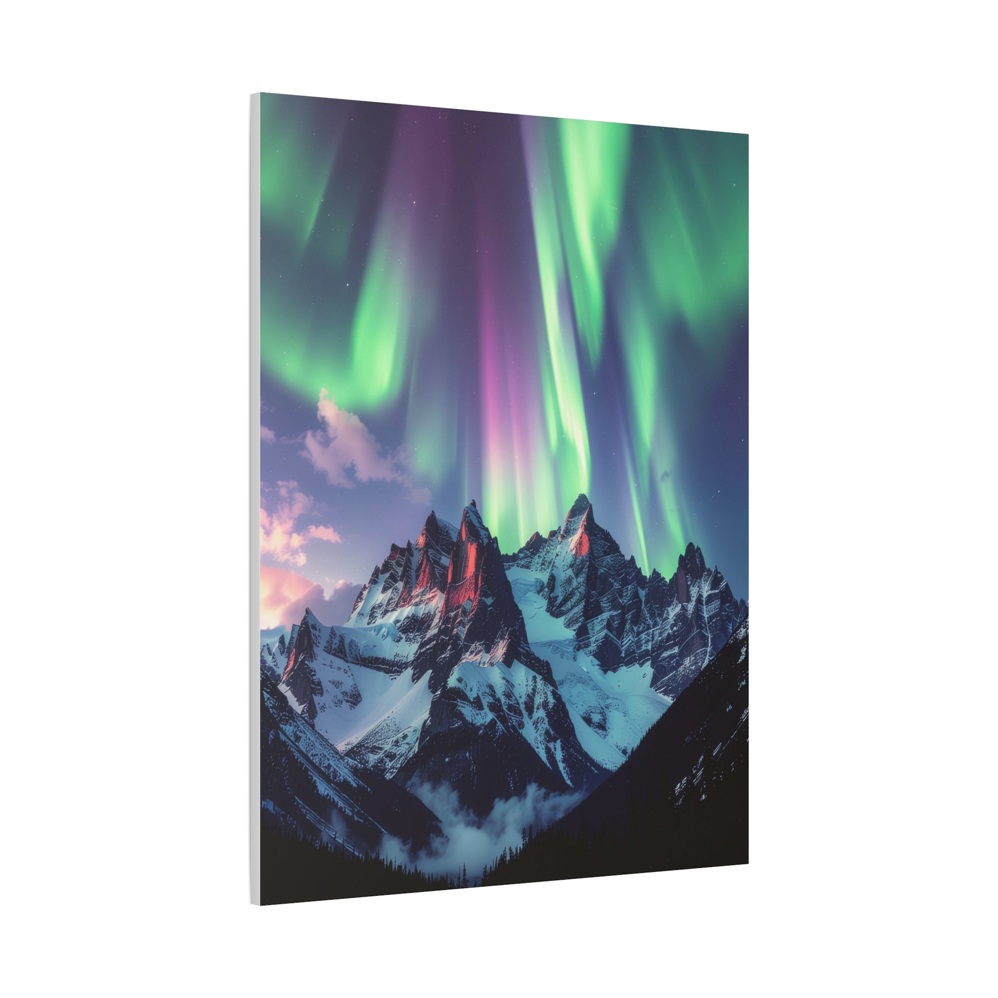 Celestial Symphony: Northern Lights Panorama, Alpine Aurora Wilderness - L’Art Suprême Canvas