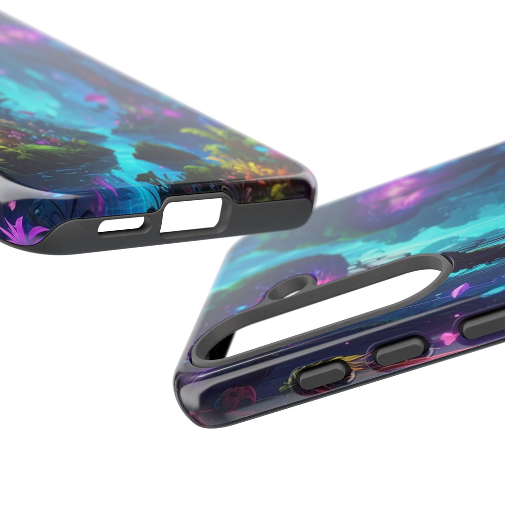 Bioluminescent Dreamscape: Ethereal Forest Fantasy, Digital Luminescence Illustration - L’Art Suprême Phone Case