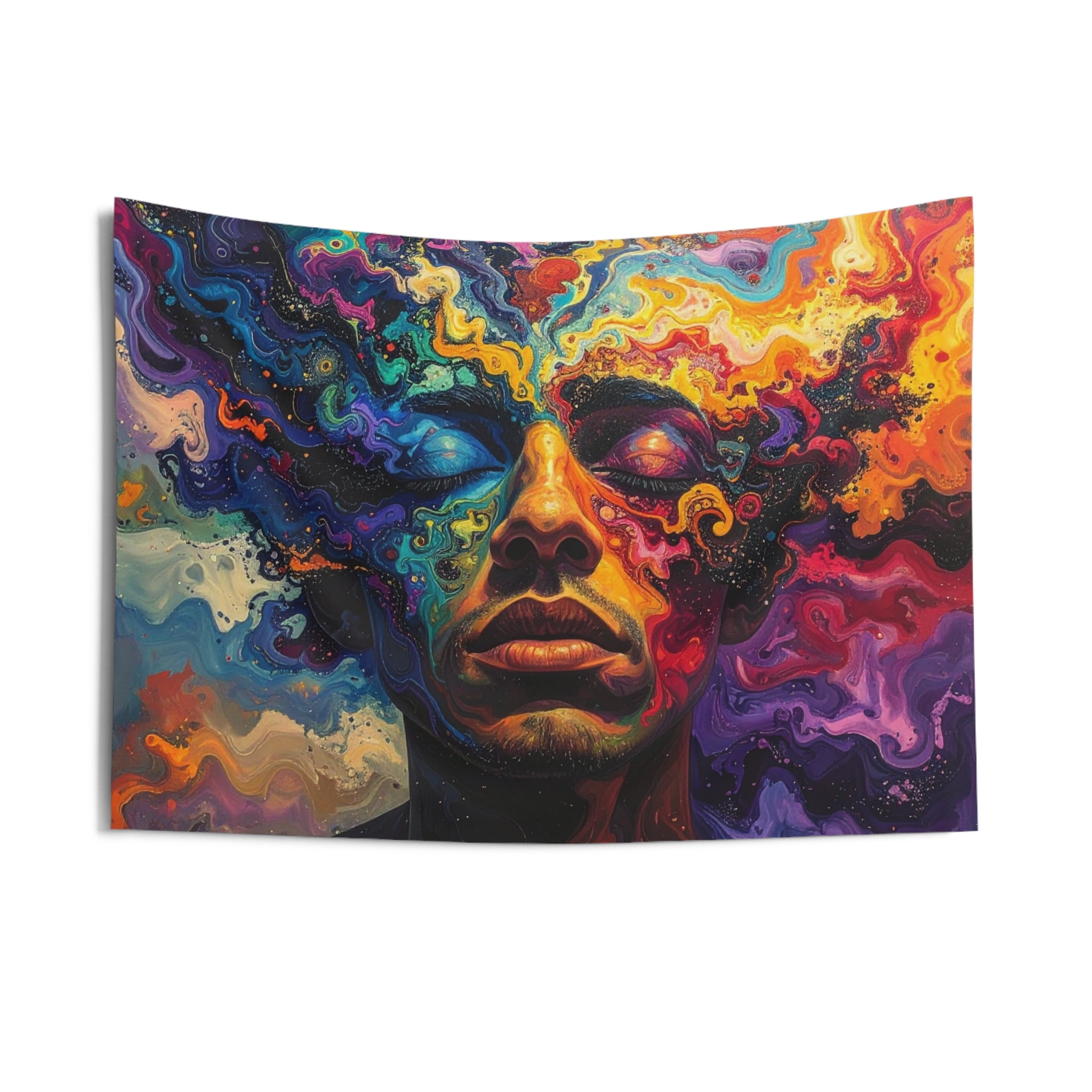 Psychedelic Portrait of Inner Consciousness: Abstract Fluid Painting, Emotional Landscape Exploration - L'Art Tapestry