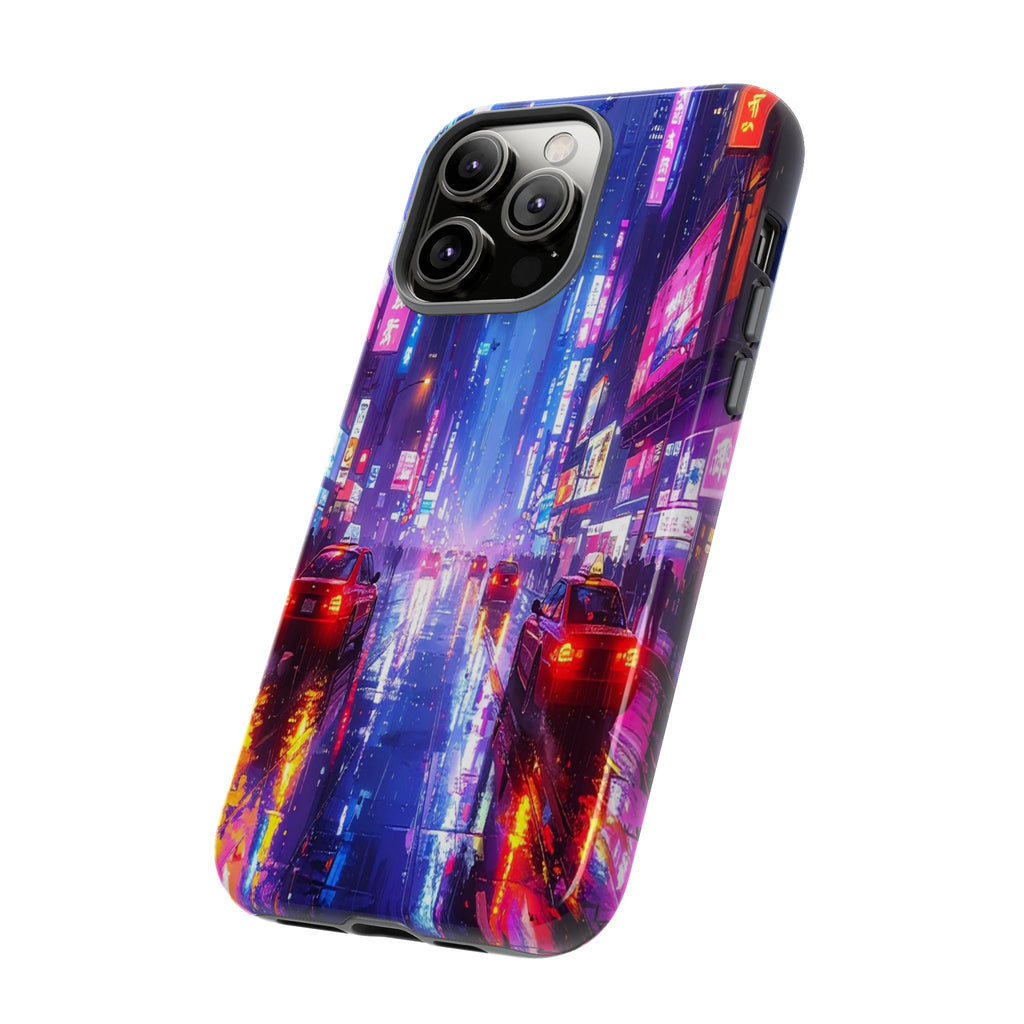 Neon Dystopia: Cyberpunk Metropolis, Urban Night Reflections - L’Art Suprême Phone Case