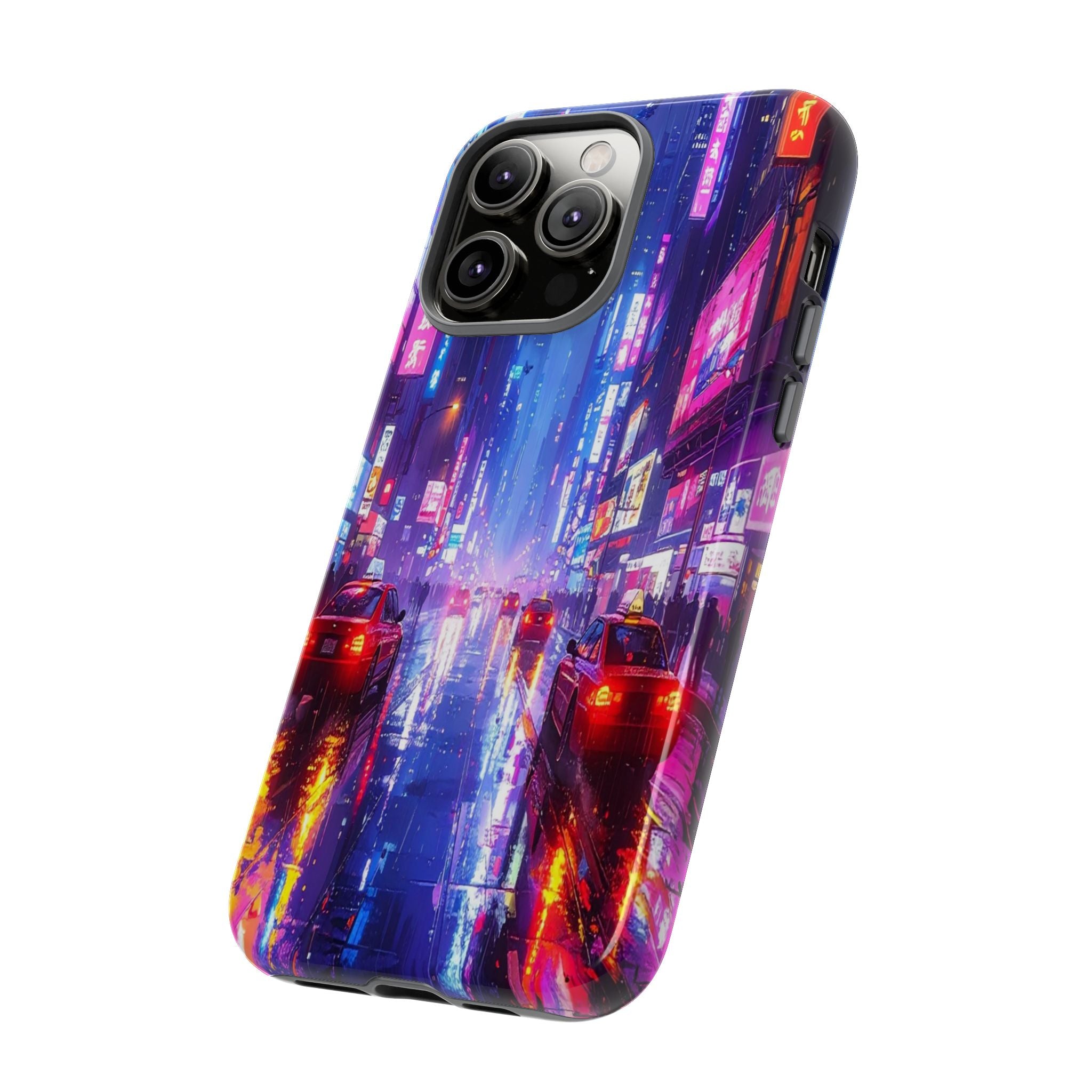 Neon Dystopia: Cyberpunk Metropolis, Urban Night Reflections - L’Art Suprême Phone Case