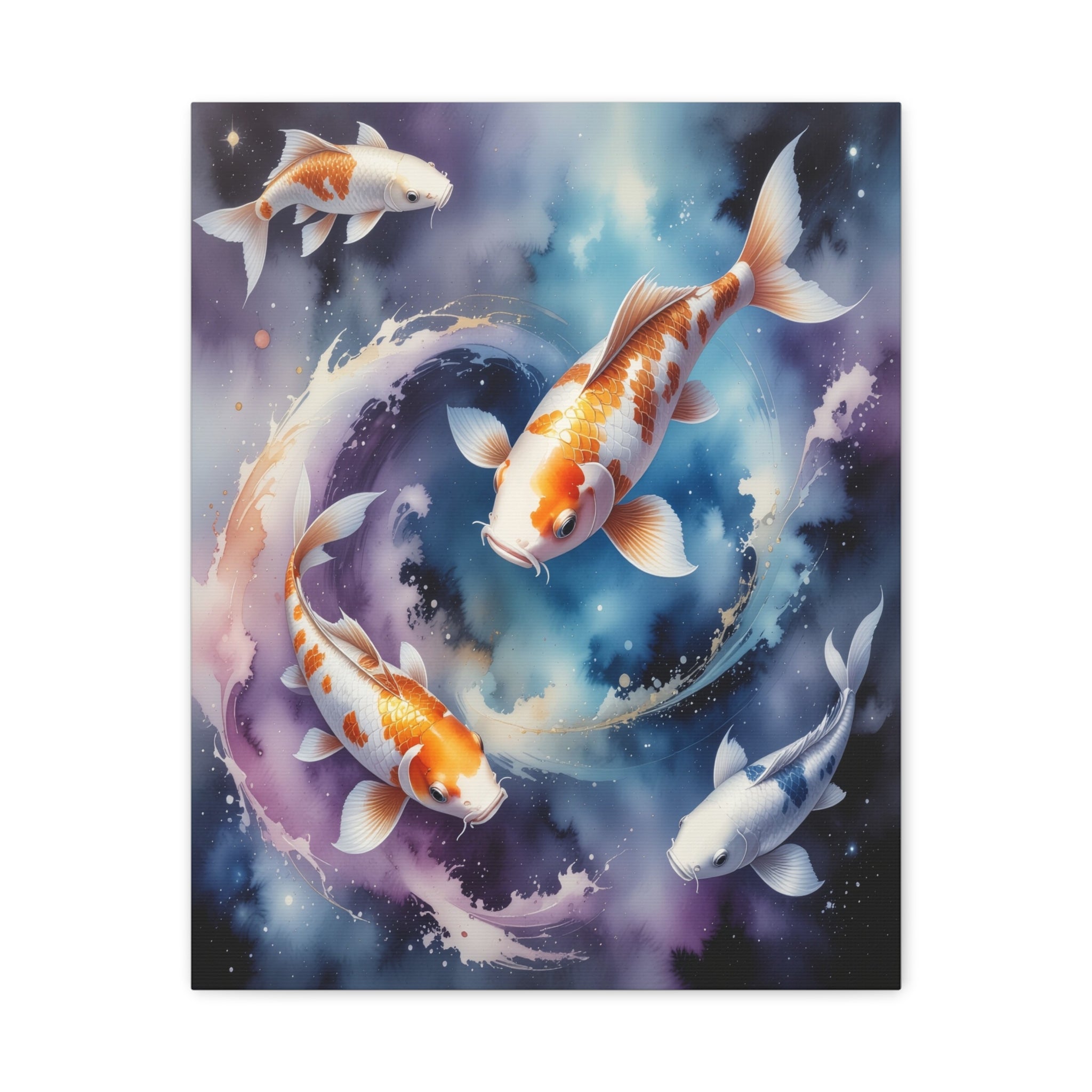 Cosmic Koi Symphony: Ethereal Underwater Space Journey, Digital Watercolor Fantasy - L’Art Suprême Canvas