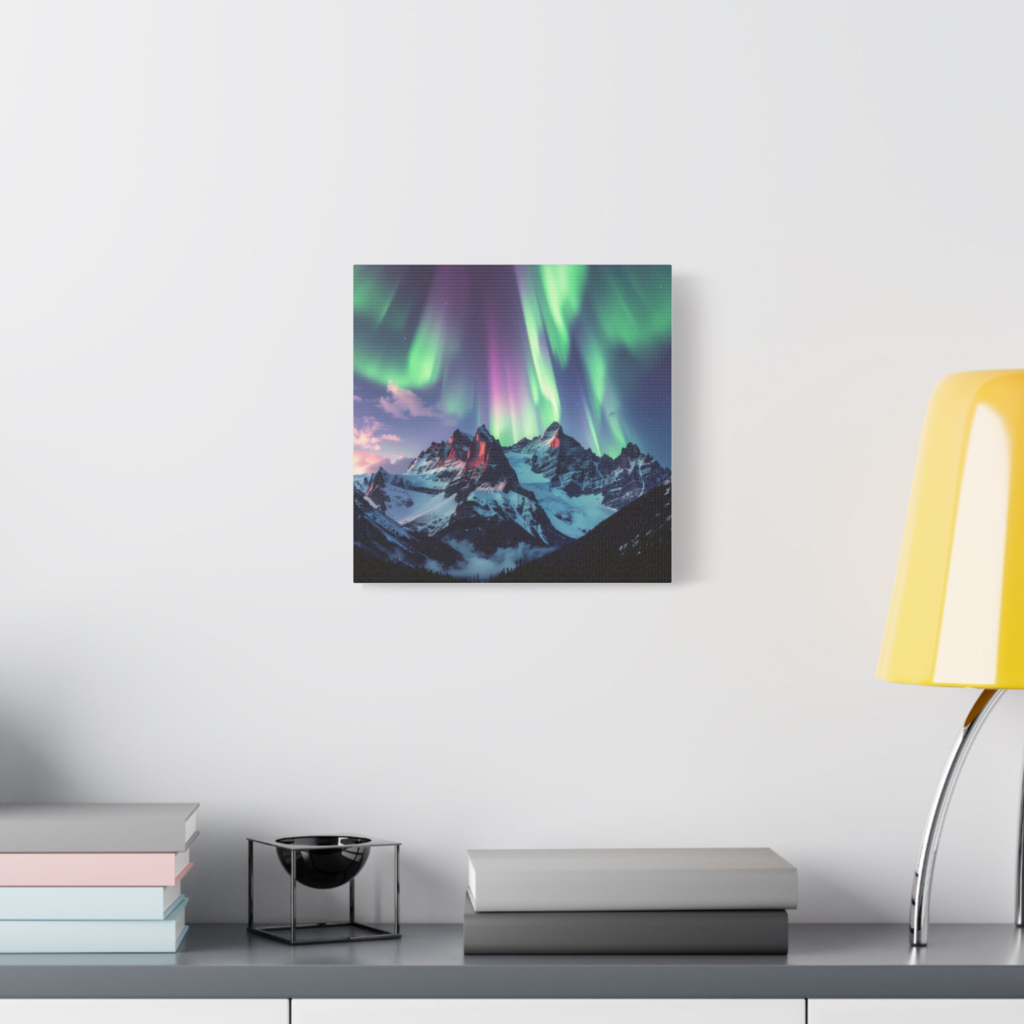 Celestial Symphony: Northern Lights Panorama, Alpine Aurora Wilderness - L’Art Suprême Canvas