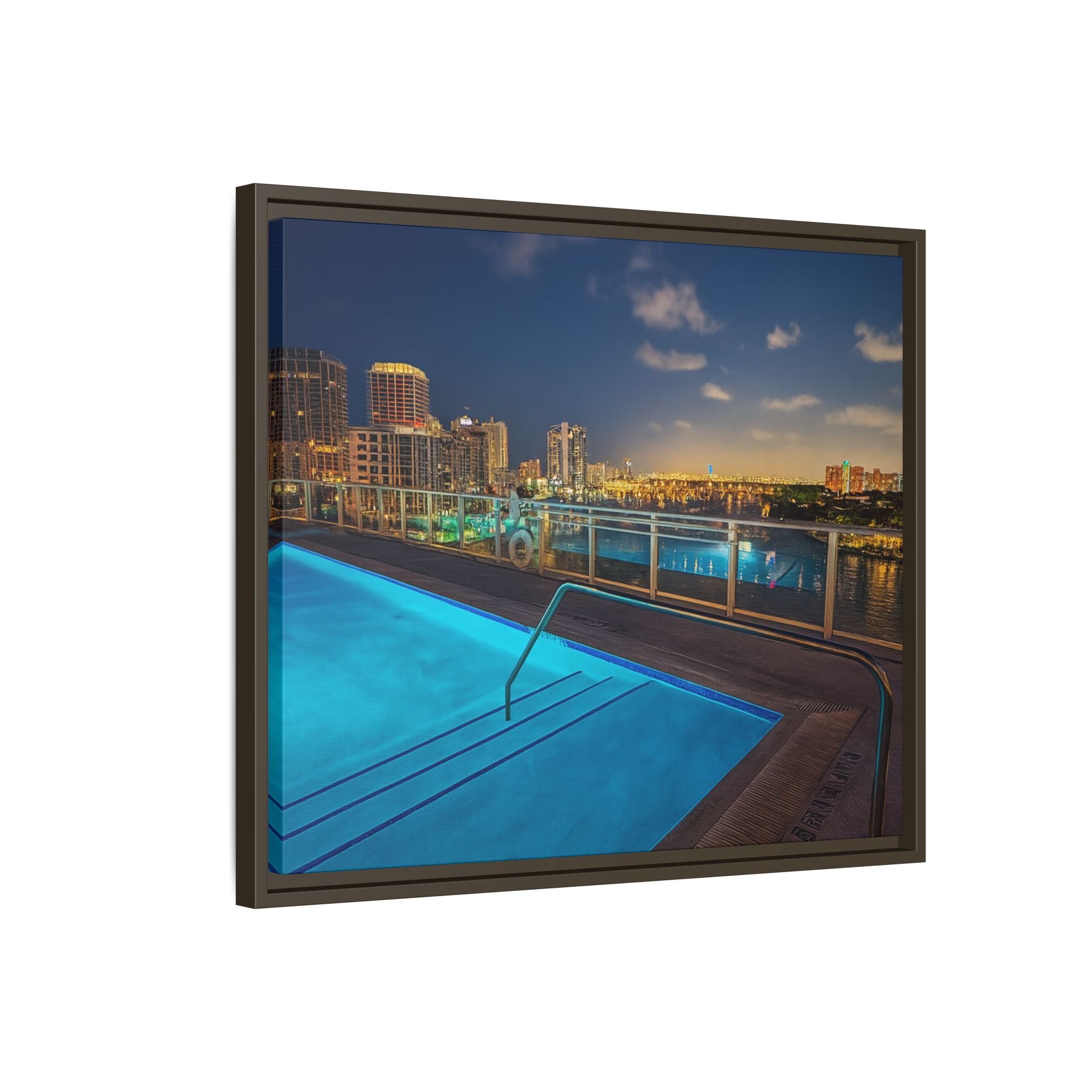 "Skyline Reflections" – Framed Canvas Print