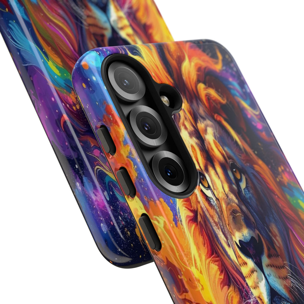 Cosmic Mane: Celestial Lion Portrait, Psychedelic Wildlife Art - L’Art Suprême Phone Case