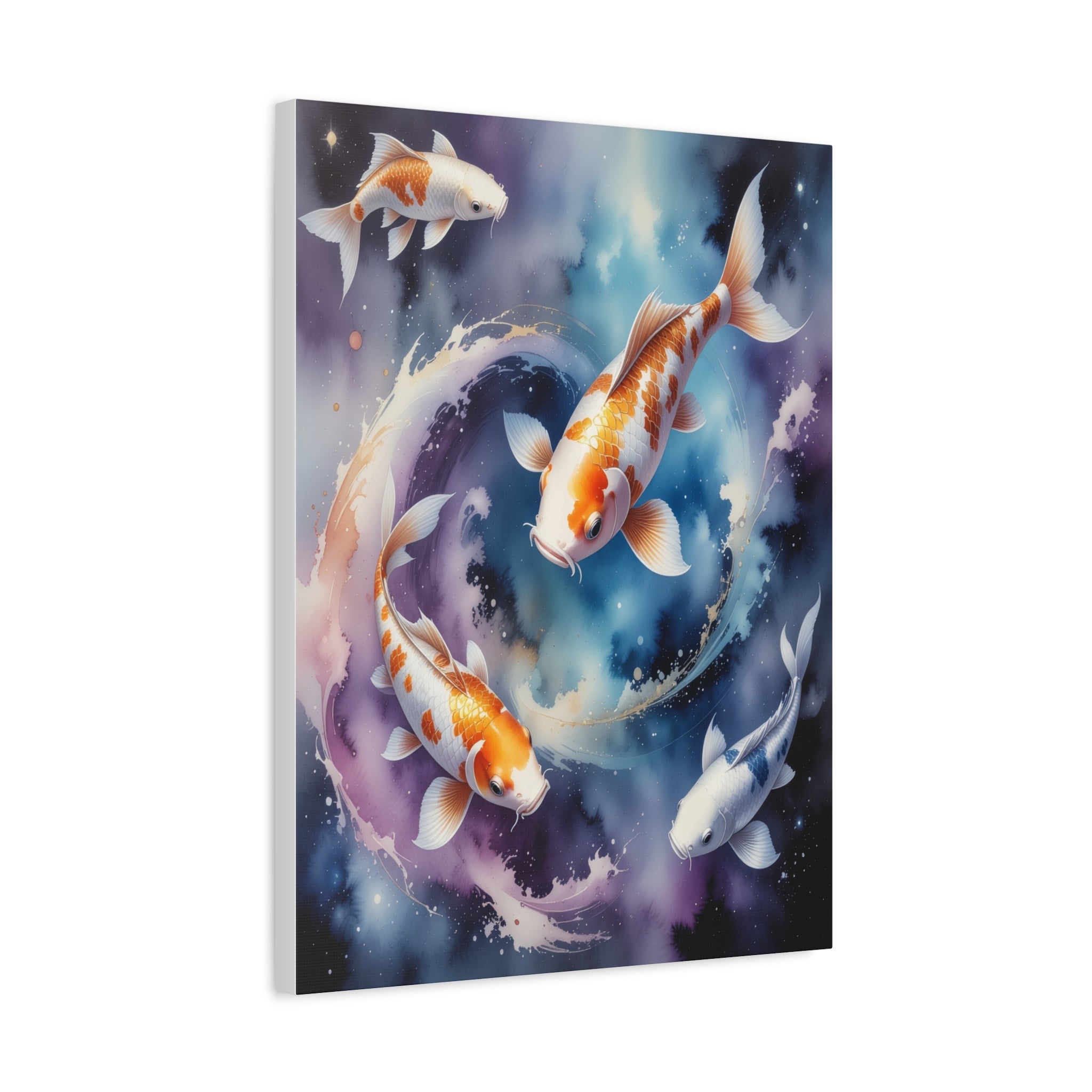 Cosmic Koi Symphony: Ethereal Underwater Space Journey, Digital Watercolor Fantasy - L’Art Suprême Canvas