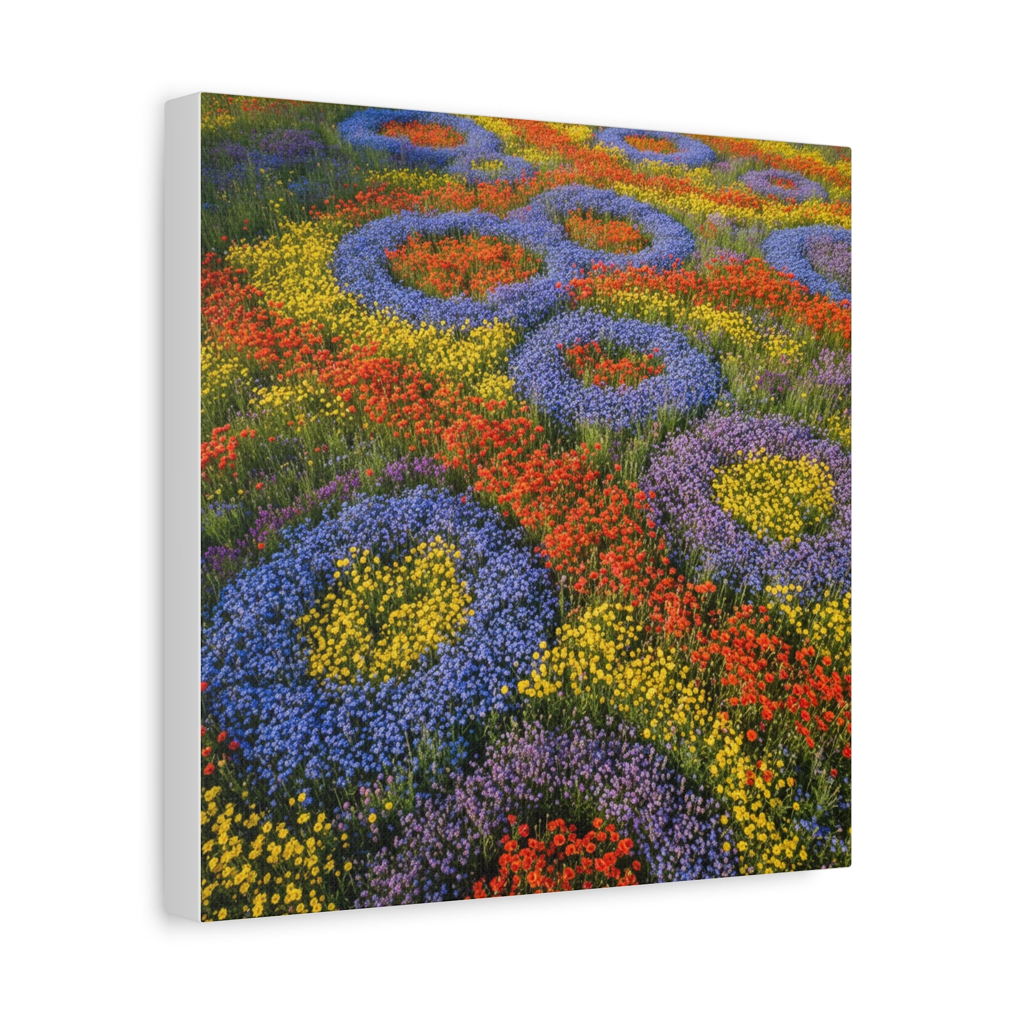 Geometric Garden: Kaleidoscopic Floral Landscape, Vibrant Botanical Patterns - L’Art Suprême Canvas