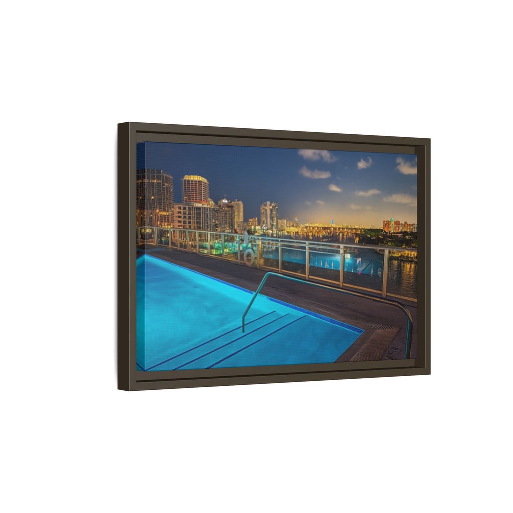 "Skyline Reflections" – Framed Canvas Print