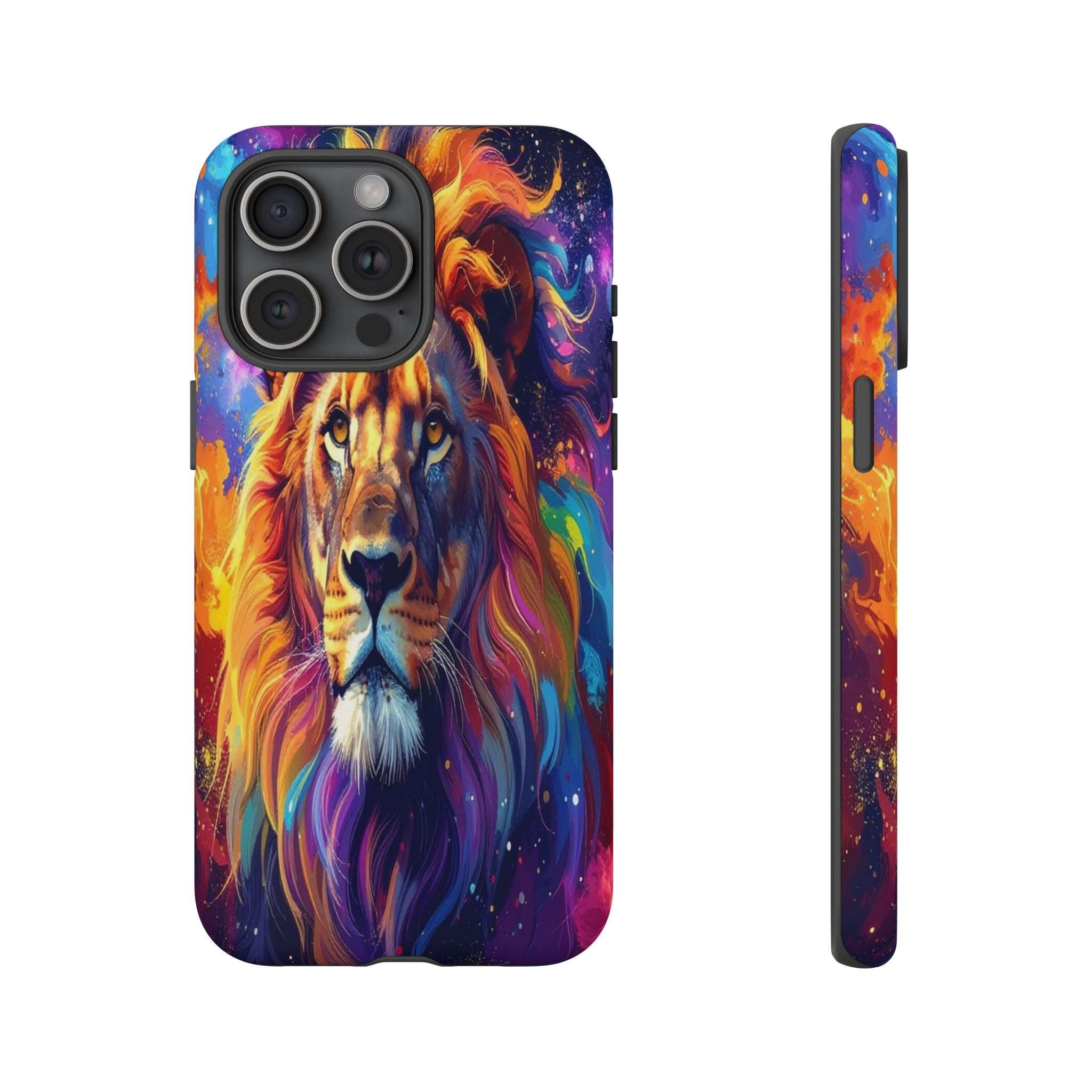 Cosmic Mane: Celestial Lion Portrait, Psychedelic Wildlife Art - L’Art Suprême Phone Case