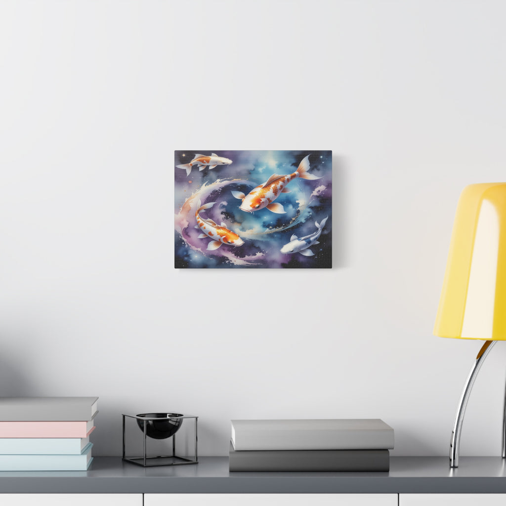 Cosmic Koi Symphony: Ethereal Underwater Space Journey, Digital Watercolor Fantasy - L’Art Suprême Canvas