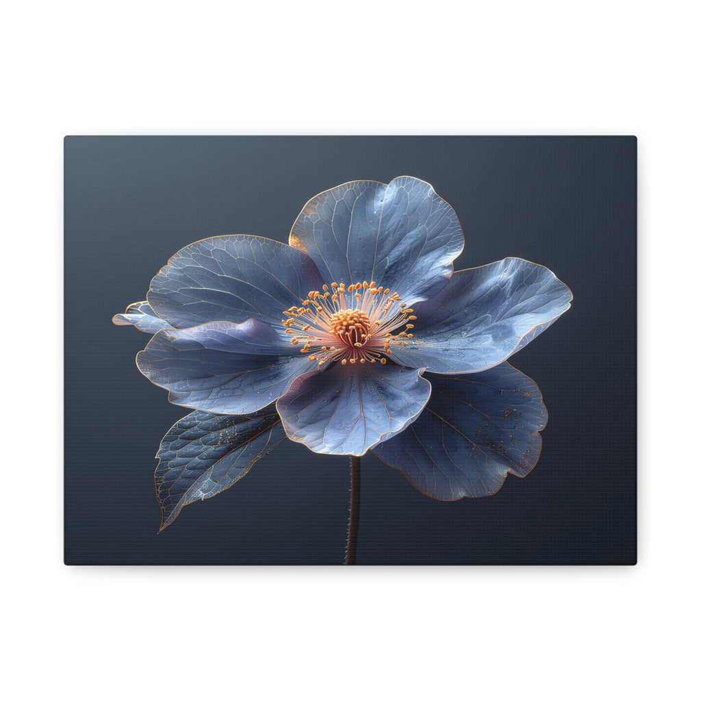Ethereal Blue: Macro Botanical Photography, Delicate Floral Veins - L’Art Suprême Canvas