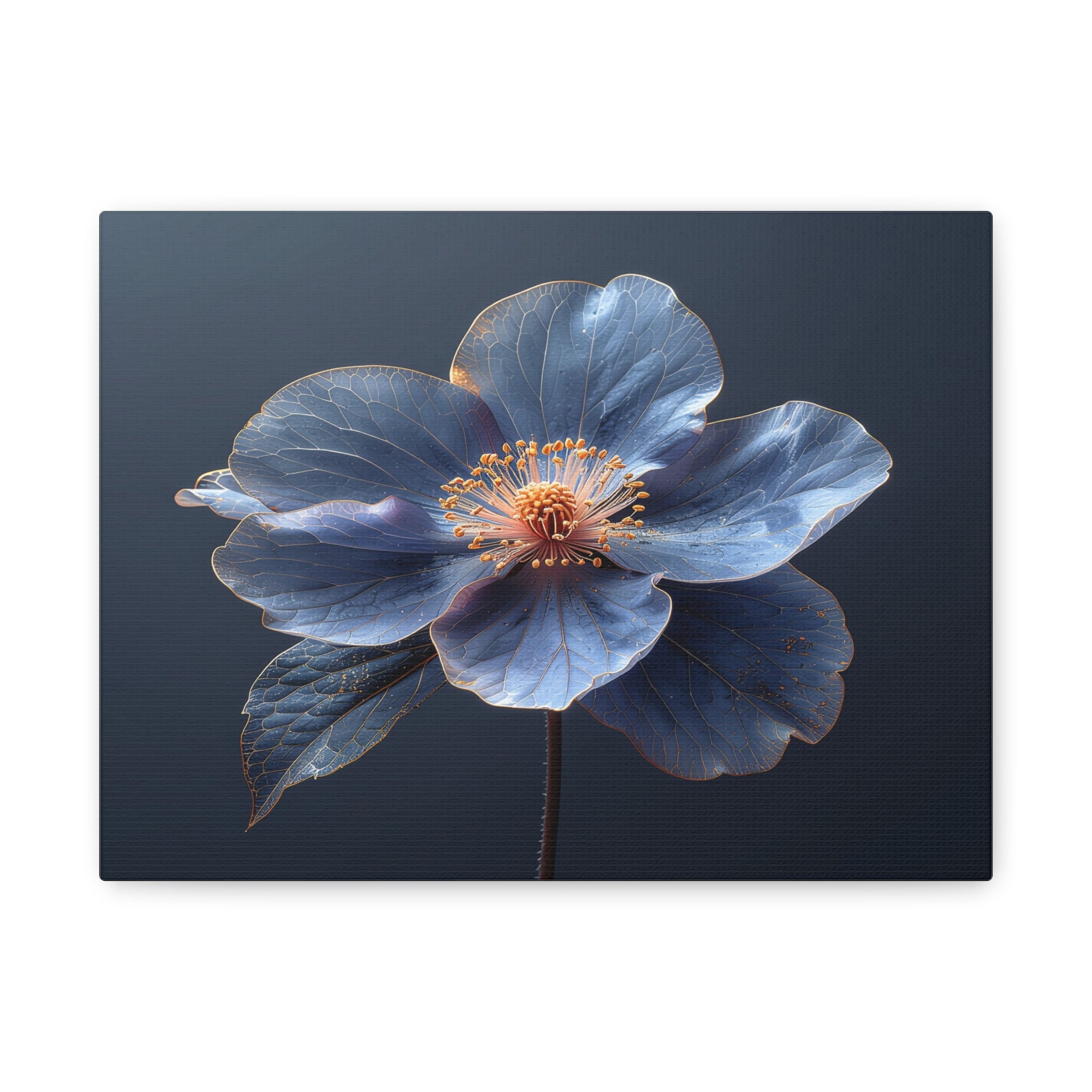 Ethereal Blue: Macro Botanical Photography, Delicate Floral Veins - L’Art Suprême Canvas