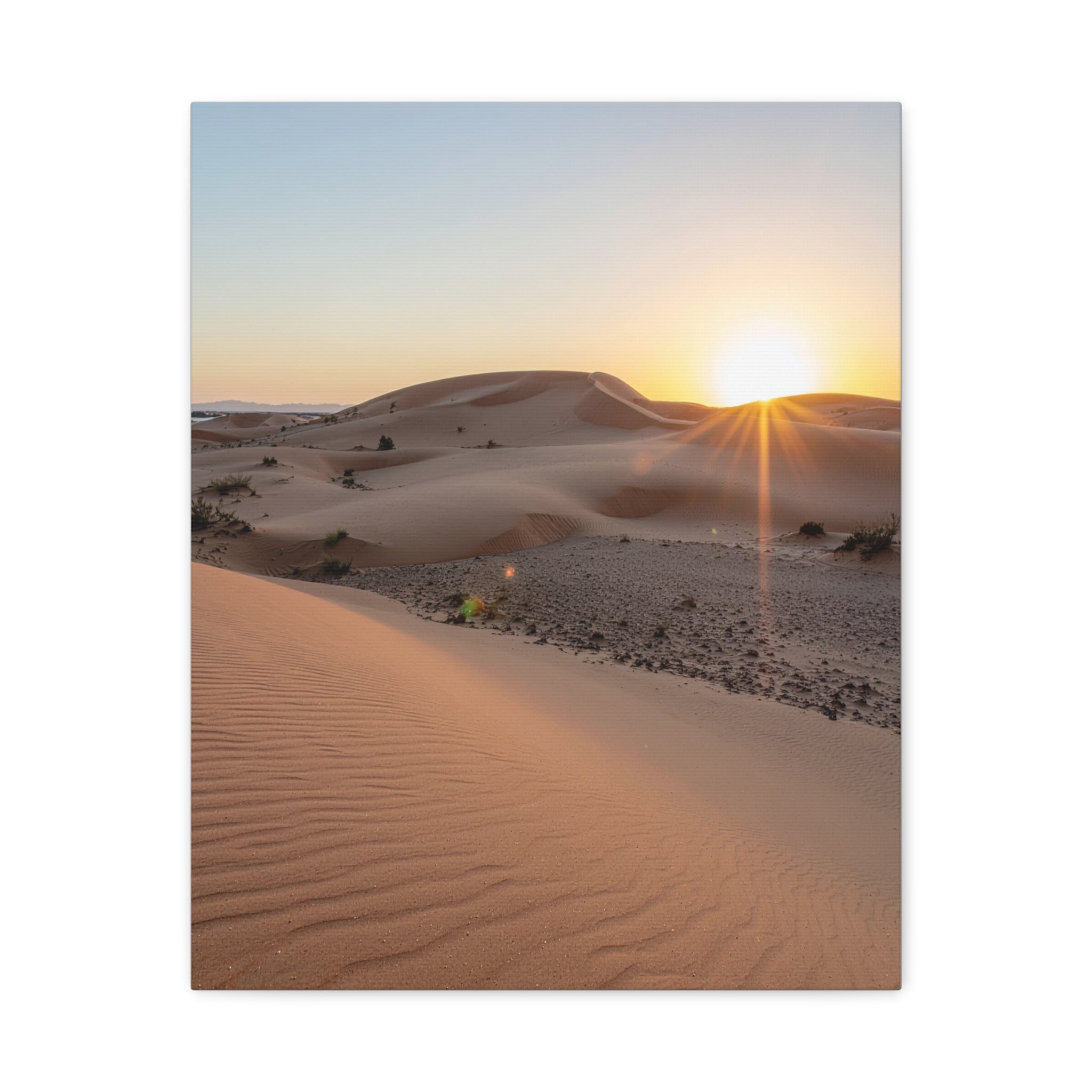 Daybreak in the Desert: Golden Sands at Sunrise, Arid Landscape Panorama - L’Art Suprême Canvas